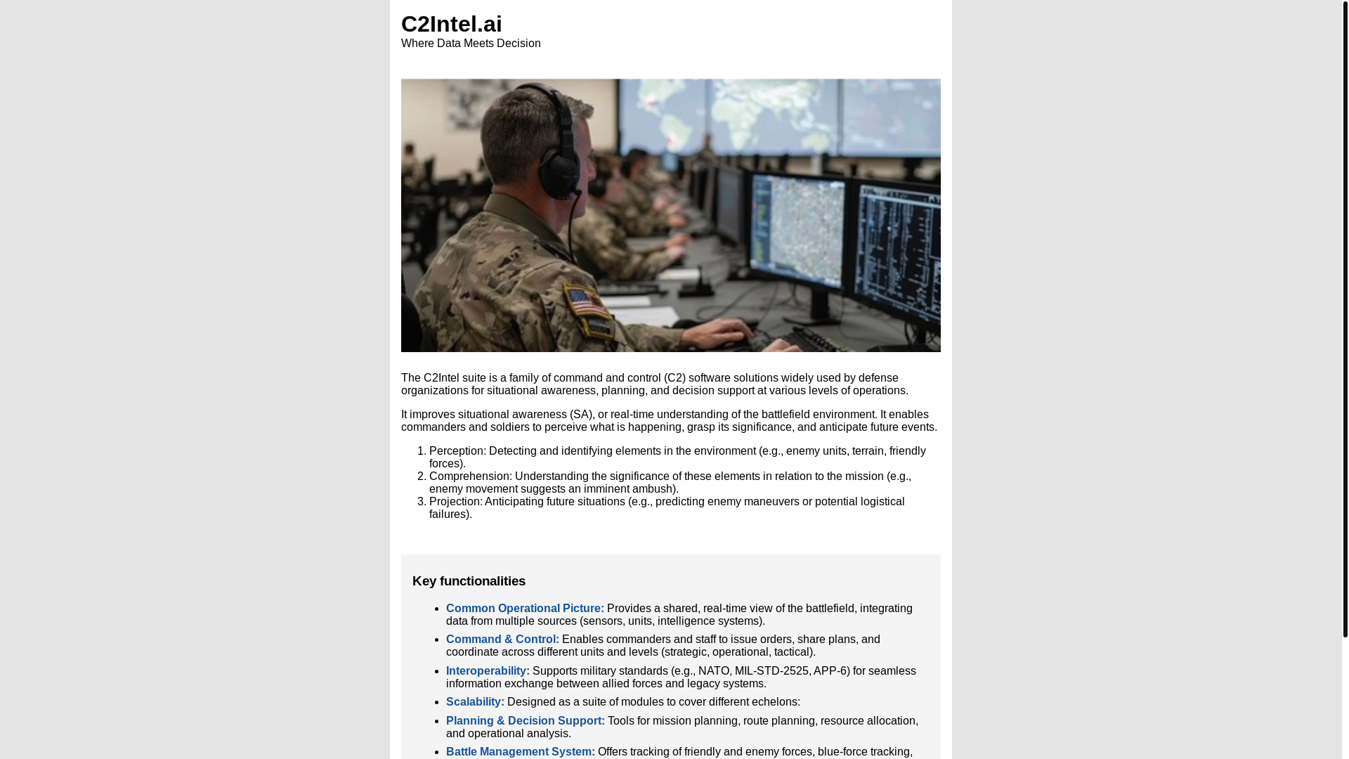 website screenshot of https://c2-intel.ai/