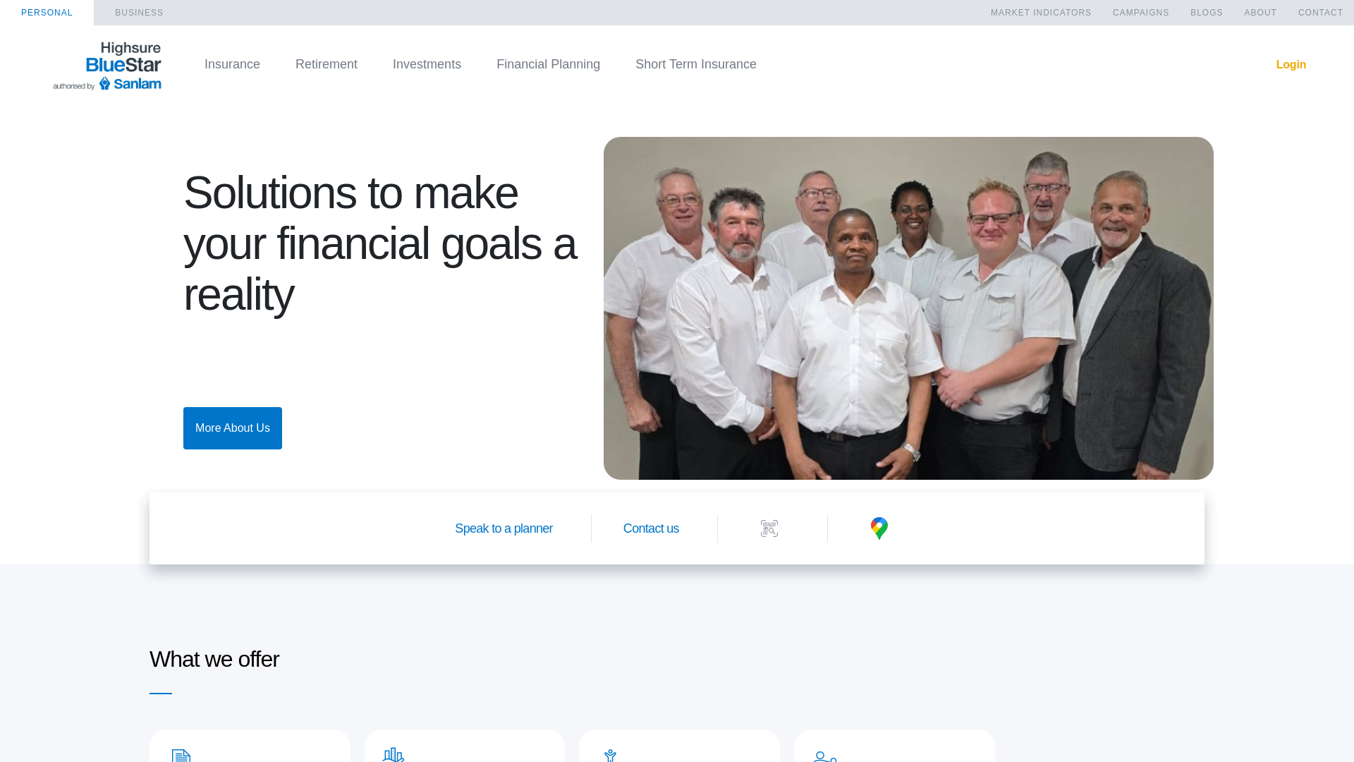 website screenshot of https://highsurebluestar.co.za