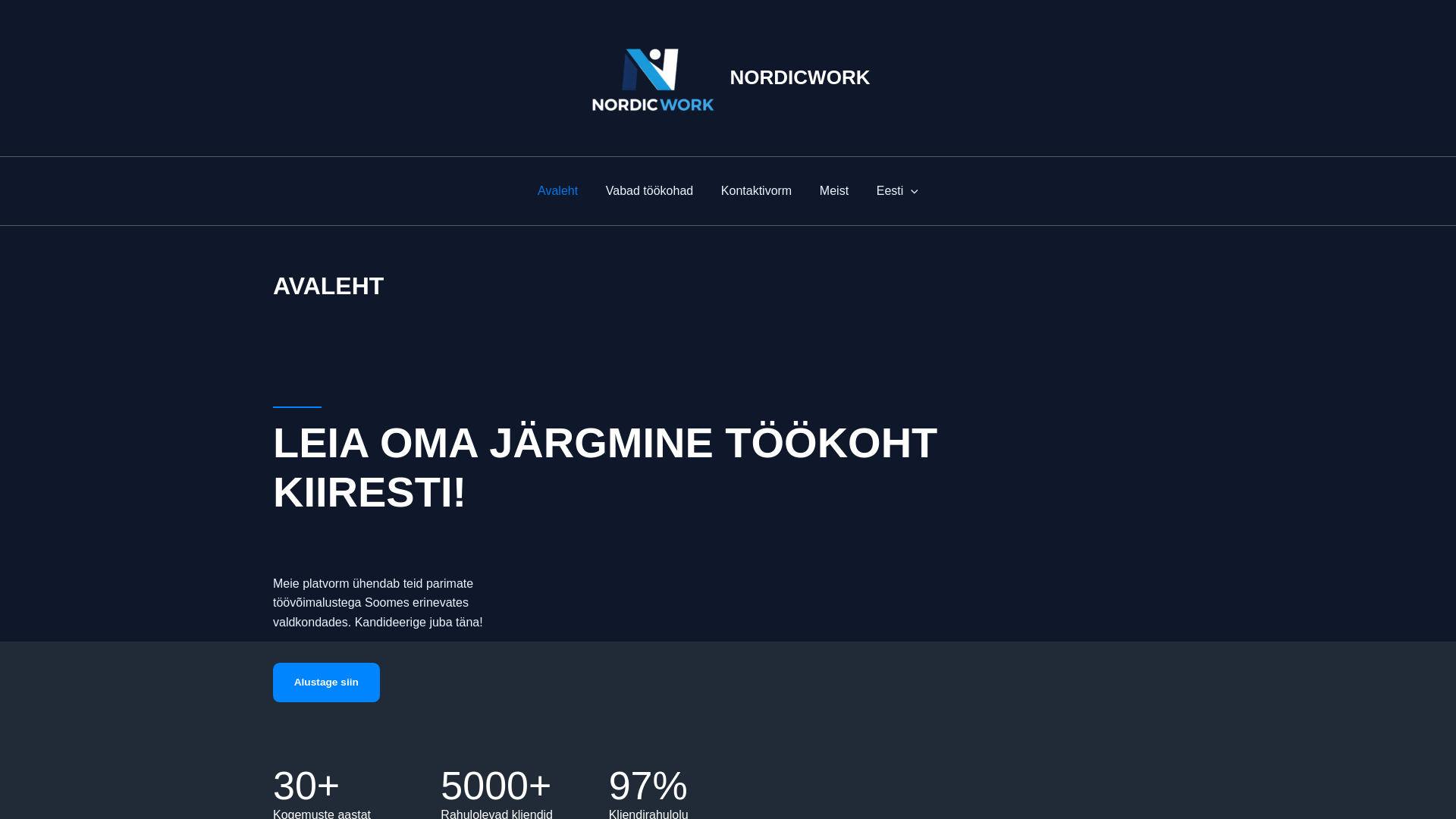 website screenshot of https://nordicwork.eu/