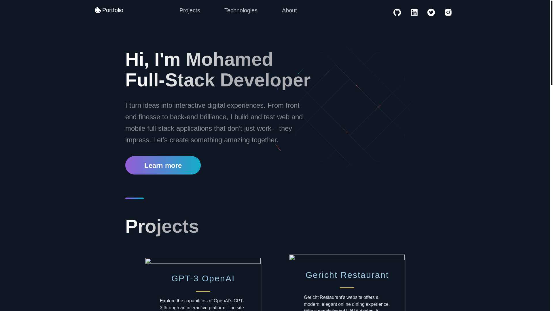 website screenshot of https://mohamedattia.tech/