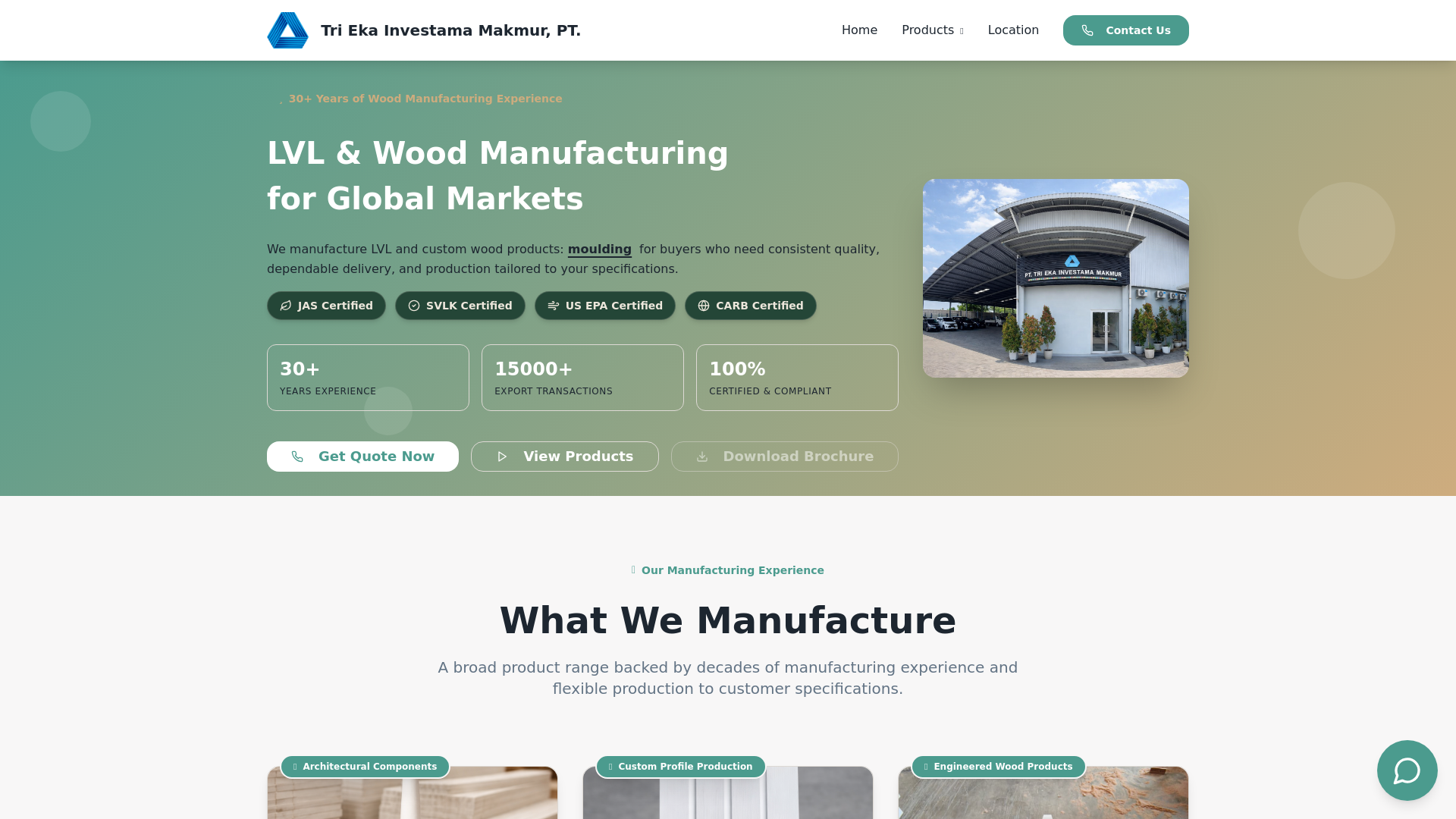 website screenshot of https://triekawood.com/