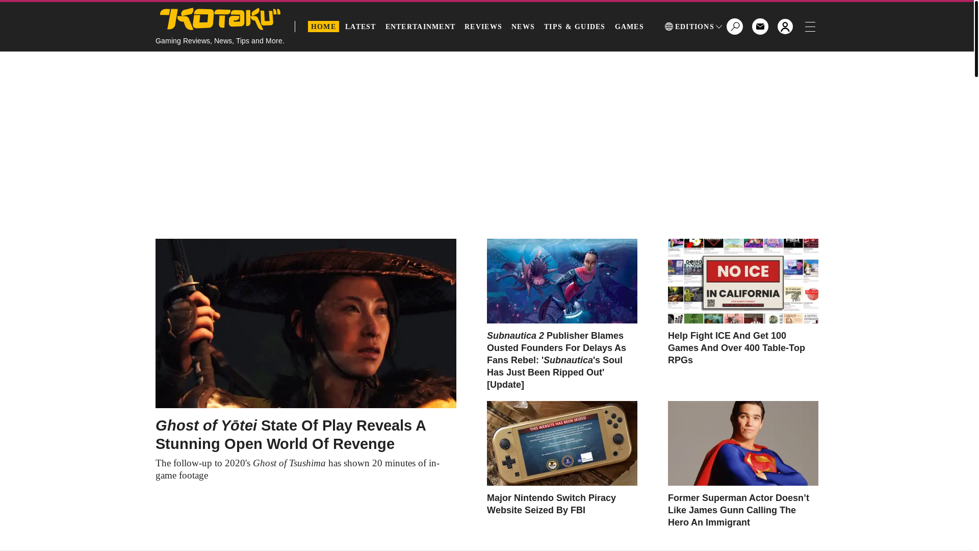 website screenshot of https://kotaku.uk/
