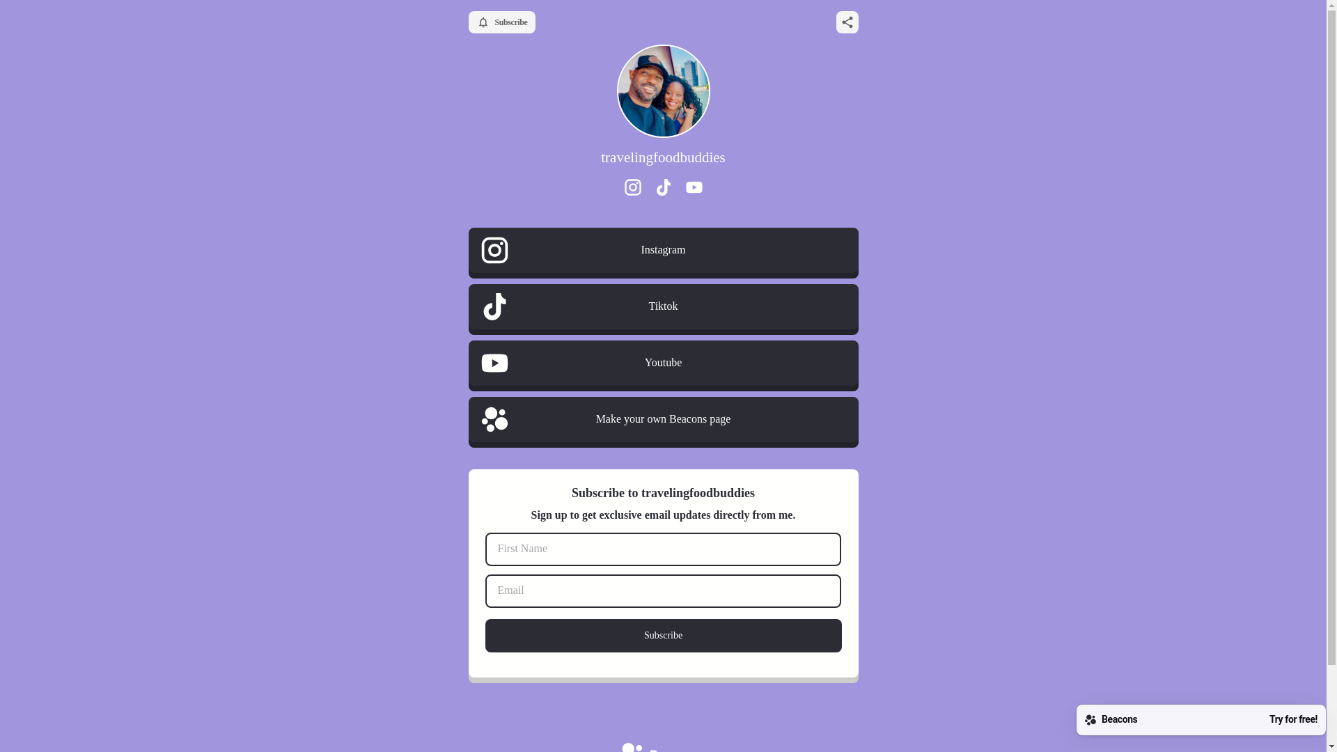 website screenshot of https://travelingfoodbuddies.com/