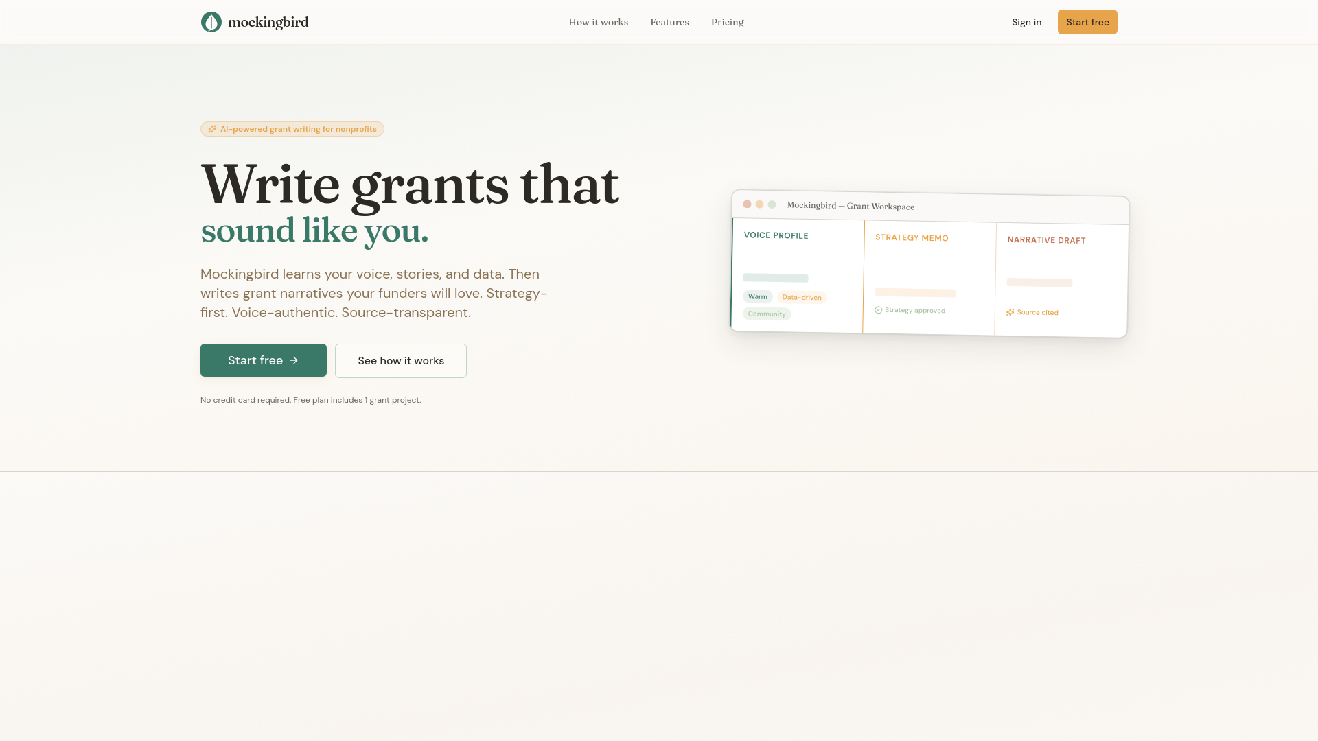 website screenshot of https://mockingbird.love/