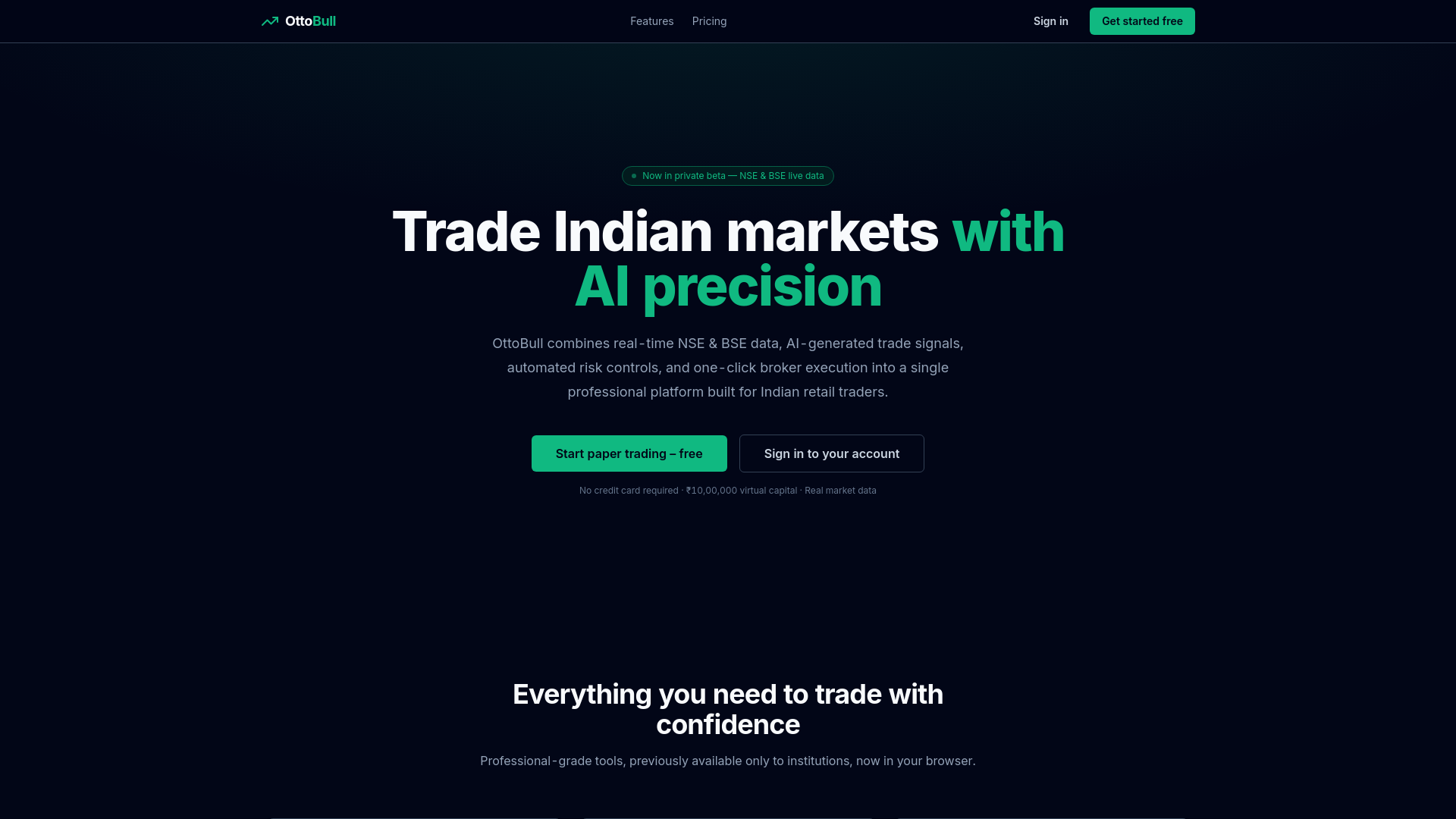 website screenshot of https://ottobull.in