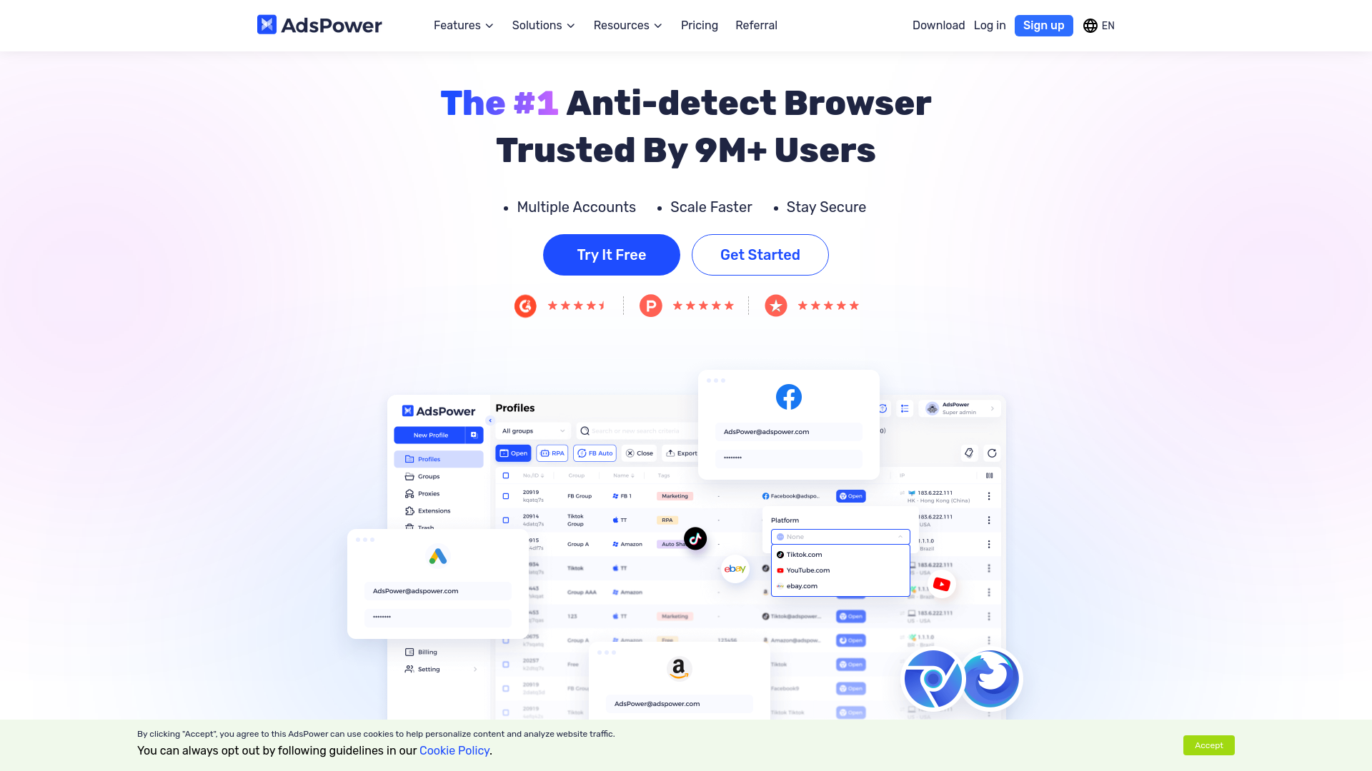 website screenshot of https://adspower.com