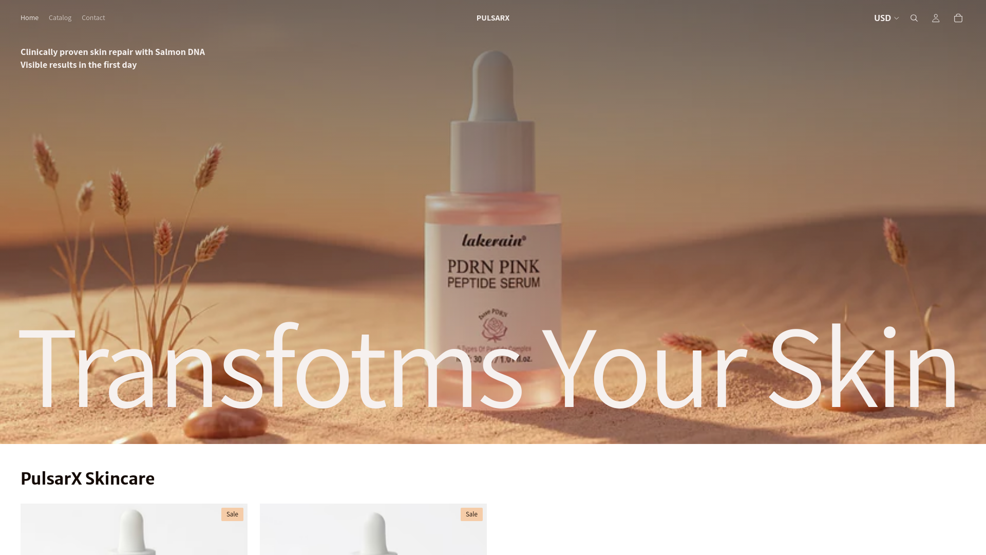 website screenshot of https://pulsarxstore.com/