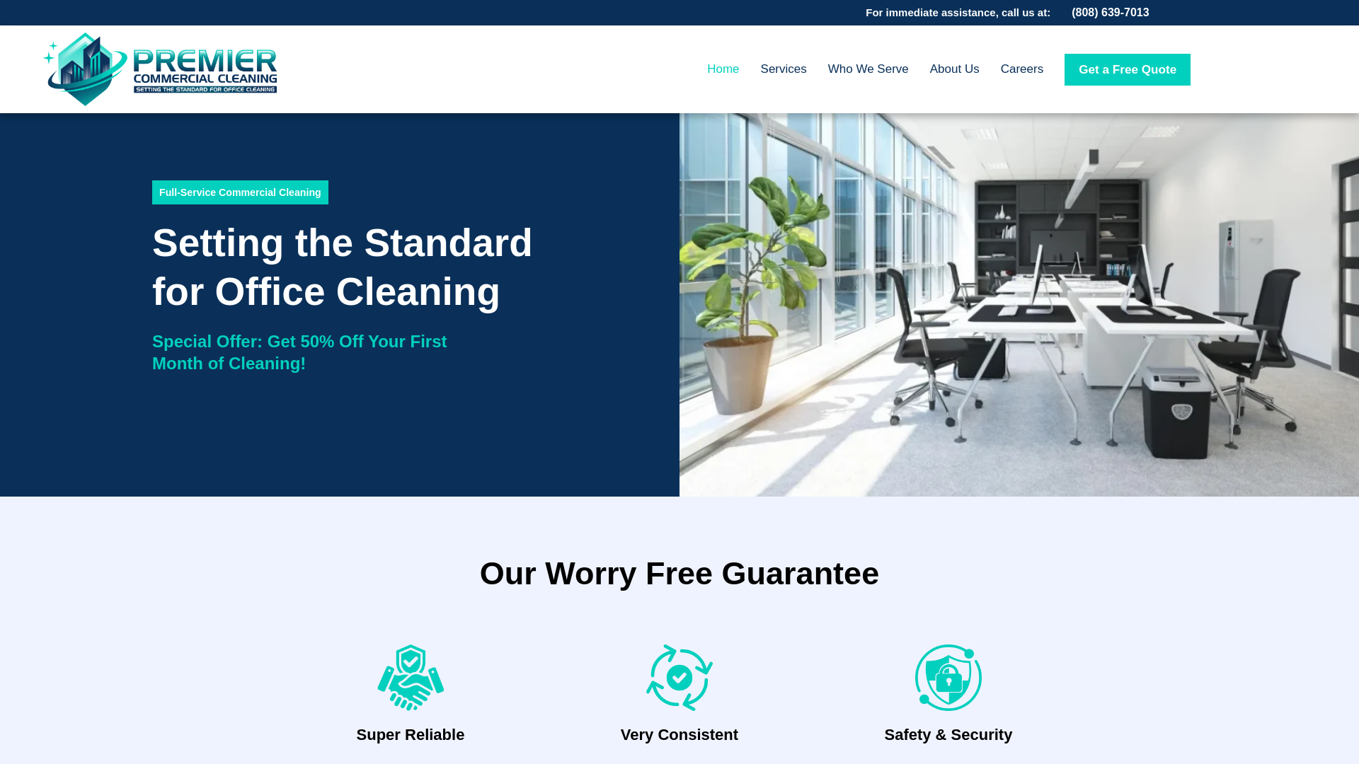 website screenshot of https://onepremiercommercialcleaning.com/