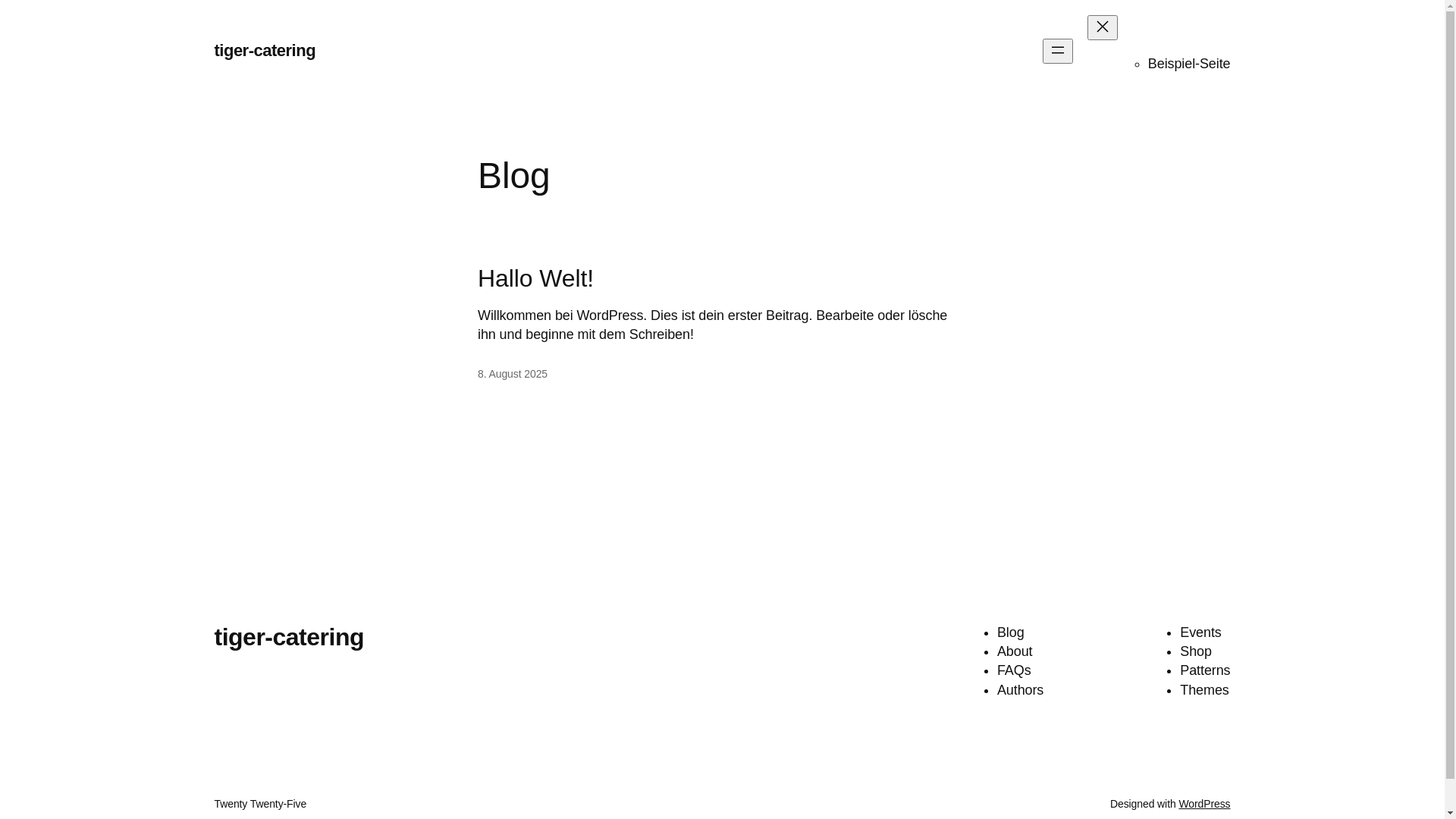 website screenshot of https://tiger-catering.de/