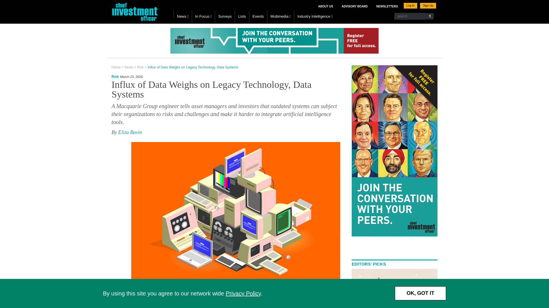 website screenshot of https://www.ai-cio.com/news/influx-of-data-weighs-on-legacy-technology-data-systems/