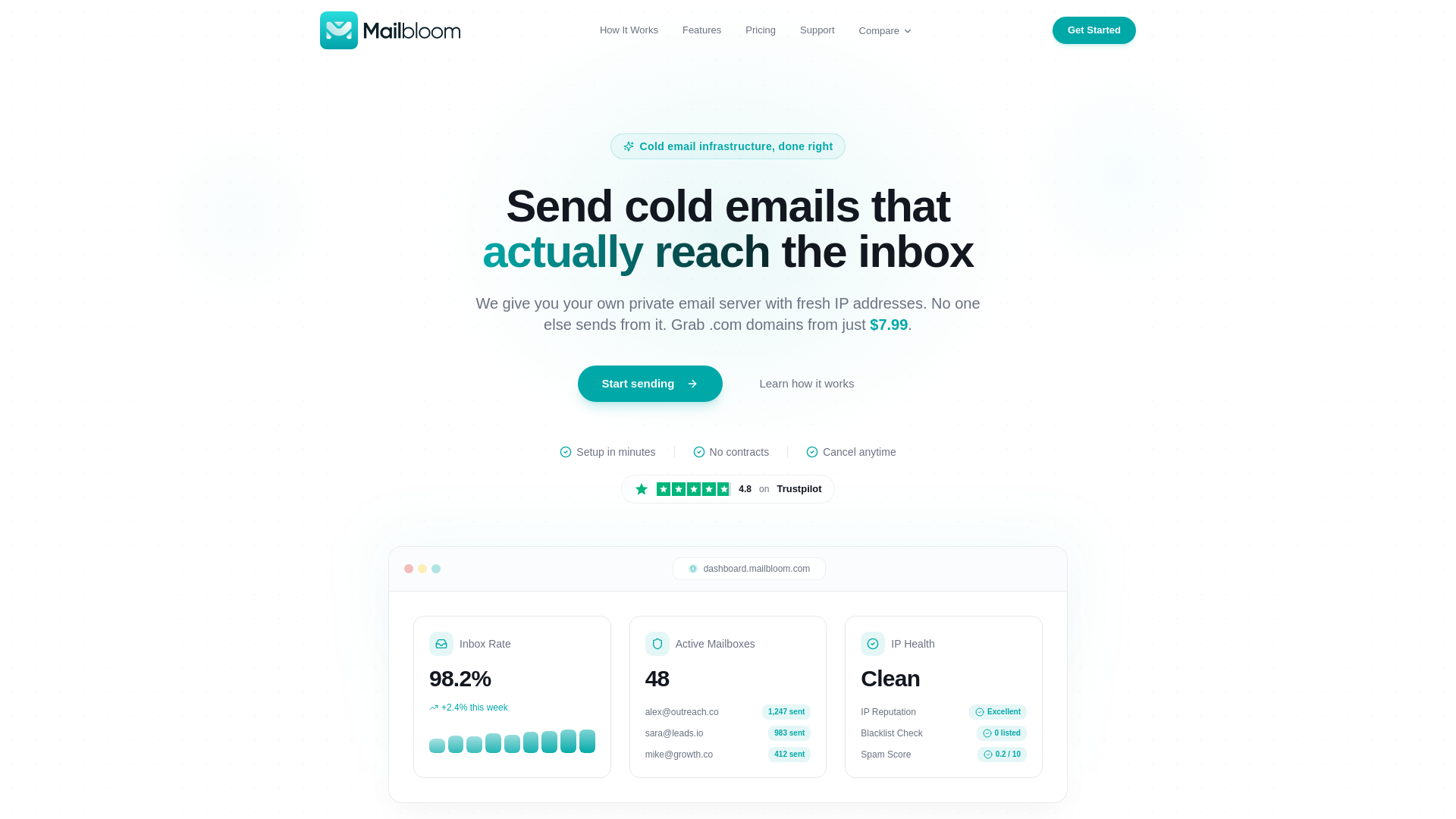 website screenshot of https://meetmailbloom.info