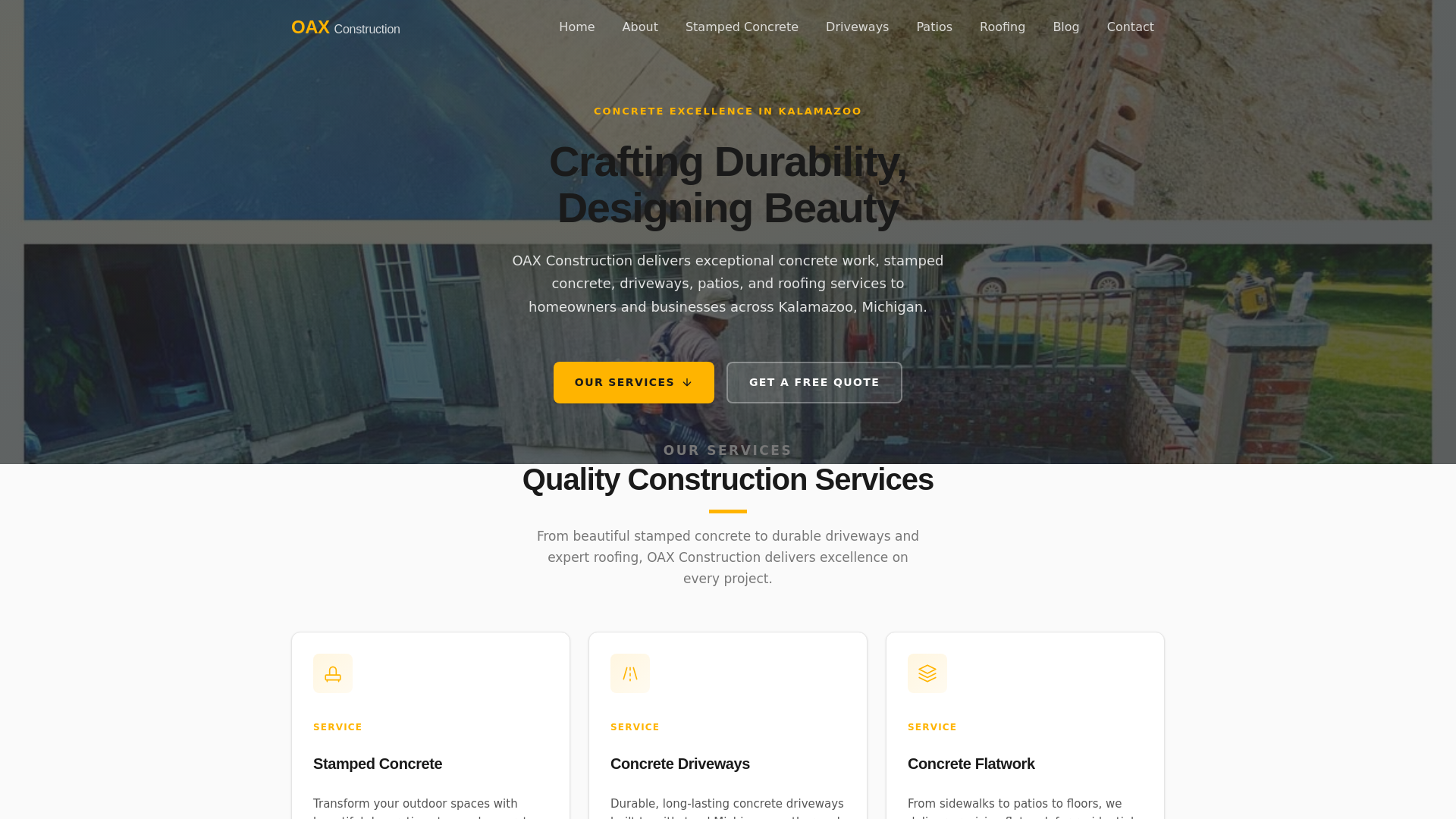 website screenshot of https://oax-construction-website.pages.dev/