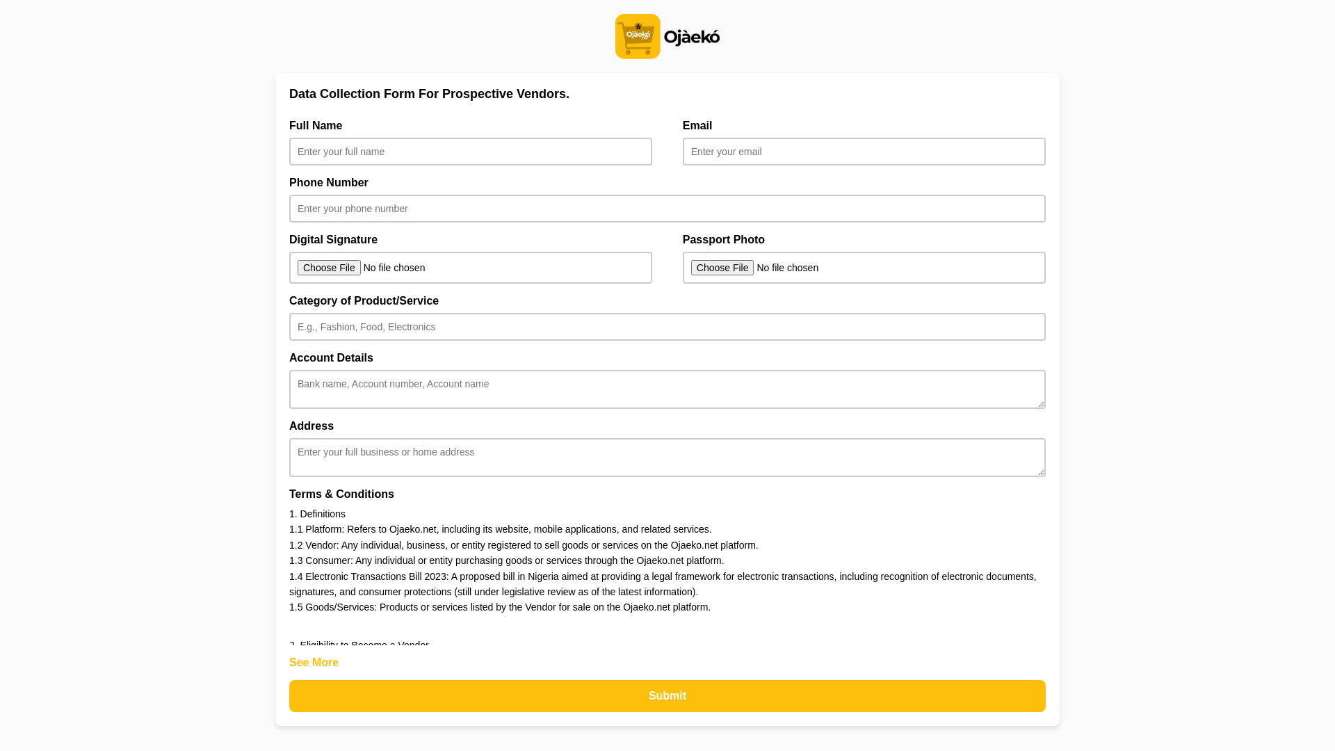 website screenshot of https://vendor-data-form.pages.dev/