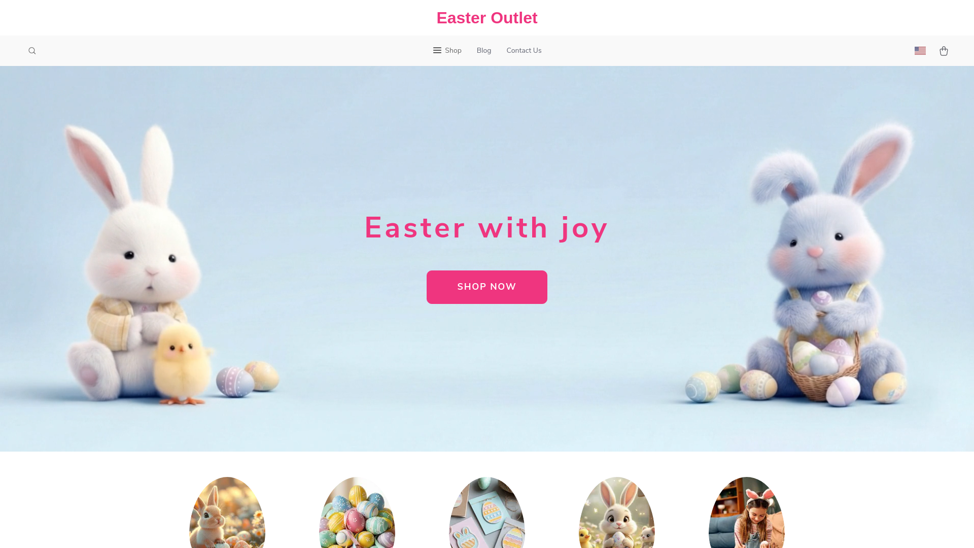 website screenshot of https://easteroutlet.shop