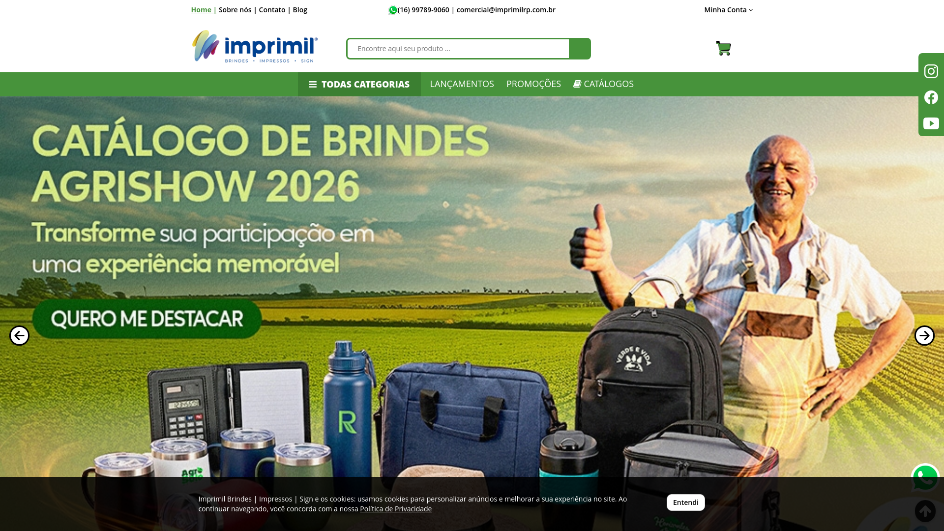 website screenshot of https://brindesuberaba.com.br