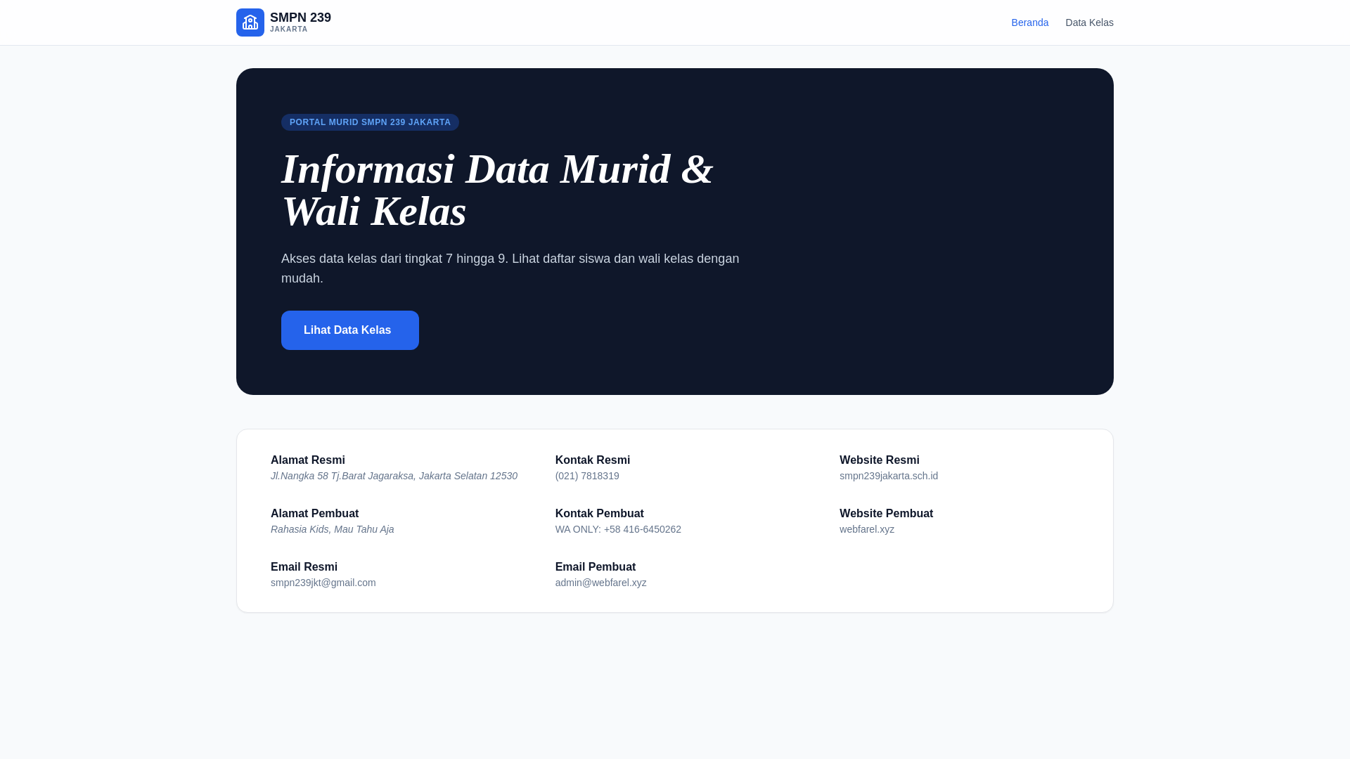 website screenshot of https://smpn239jakarta.my.id/