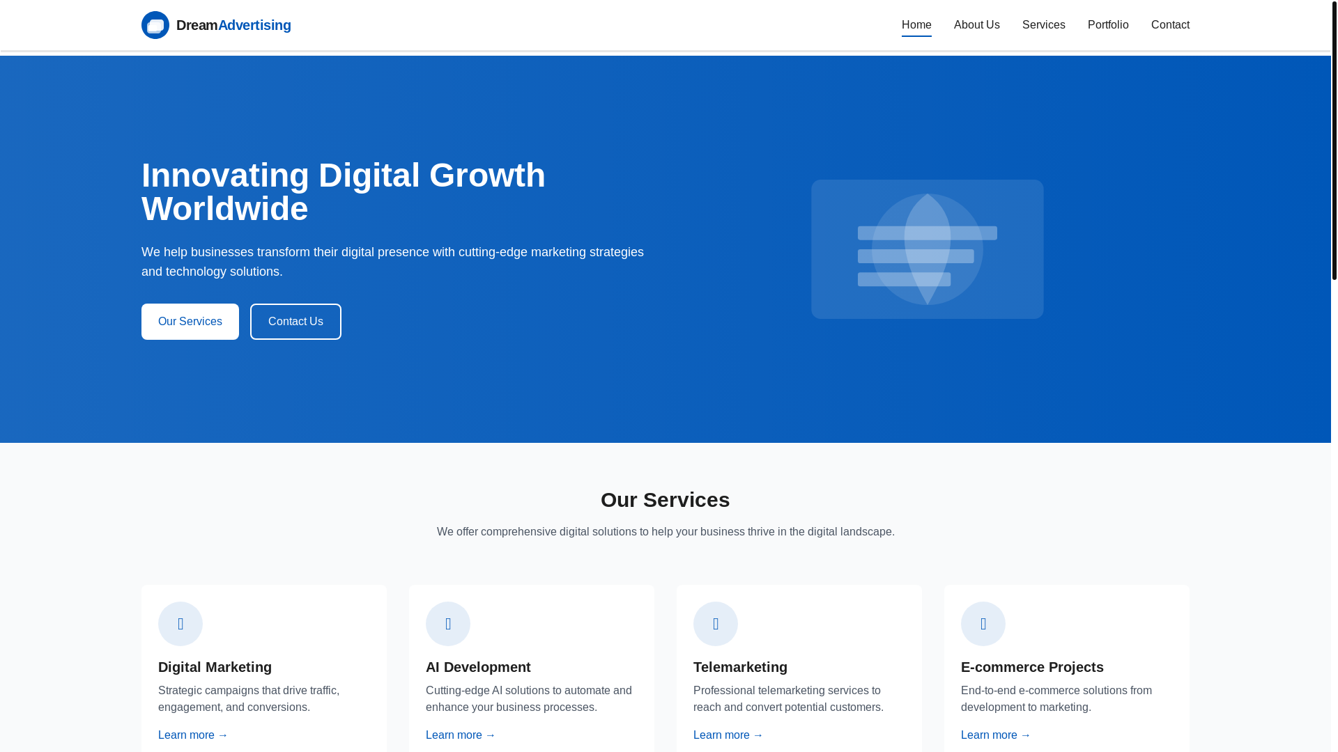 website screenshot of https://dreamadvertising.mk/