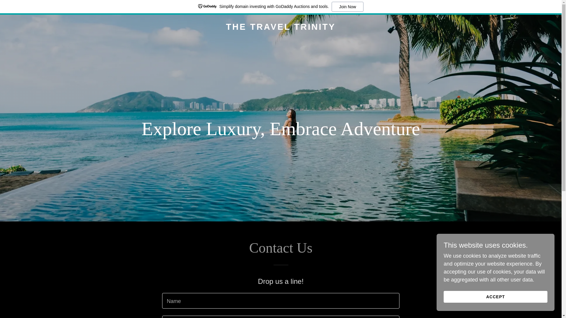 website screenshot of https://thetraveltrinity.com/