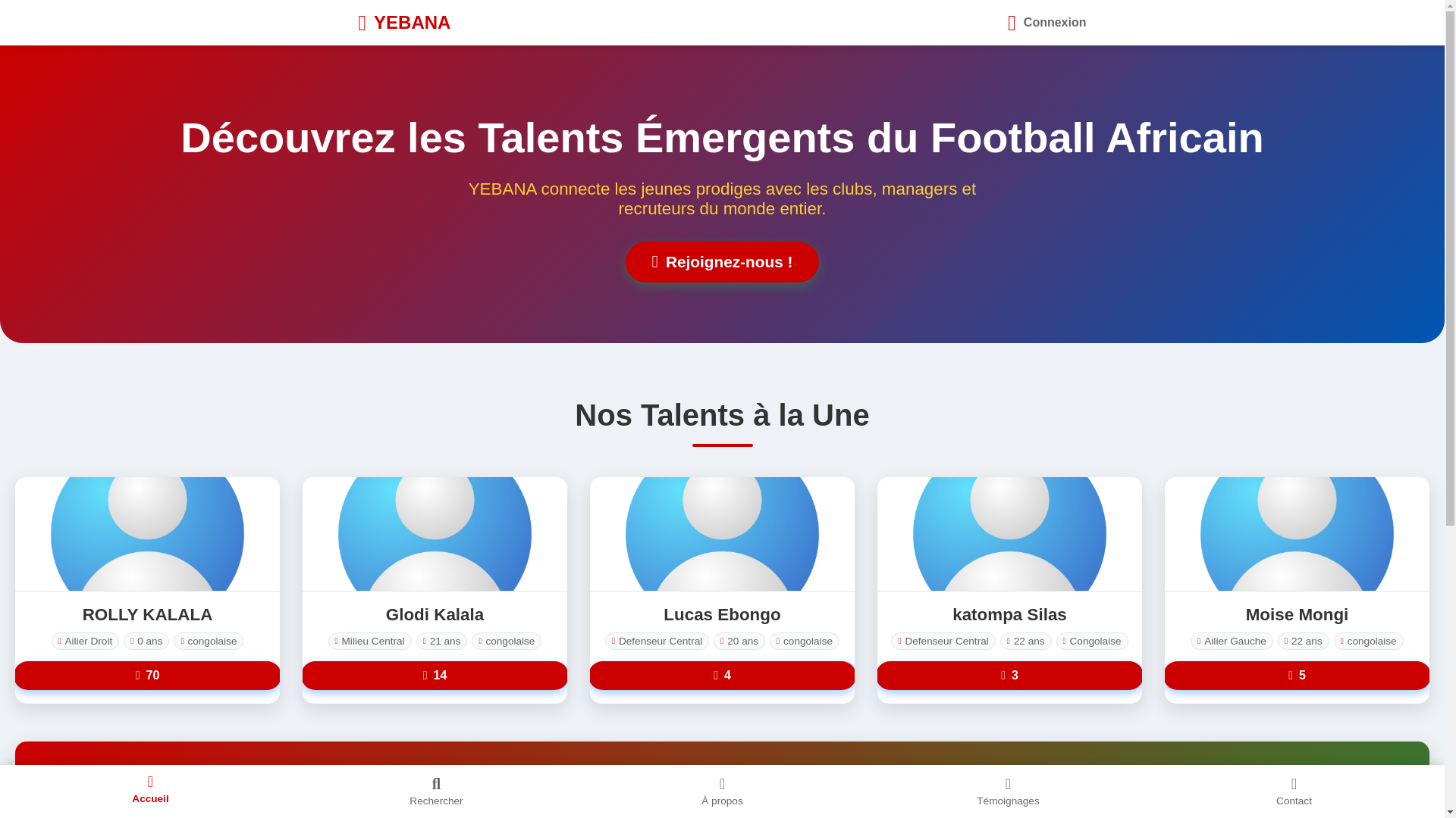 website screenshot of https://yebana.cd/