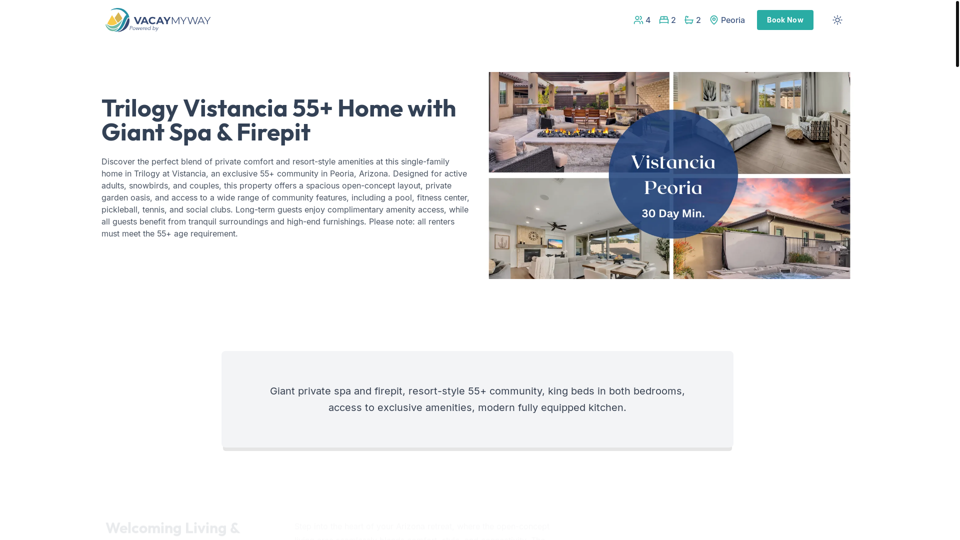website screenshot of https://serenevistancia.vacations/