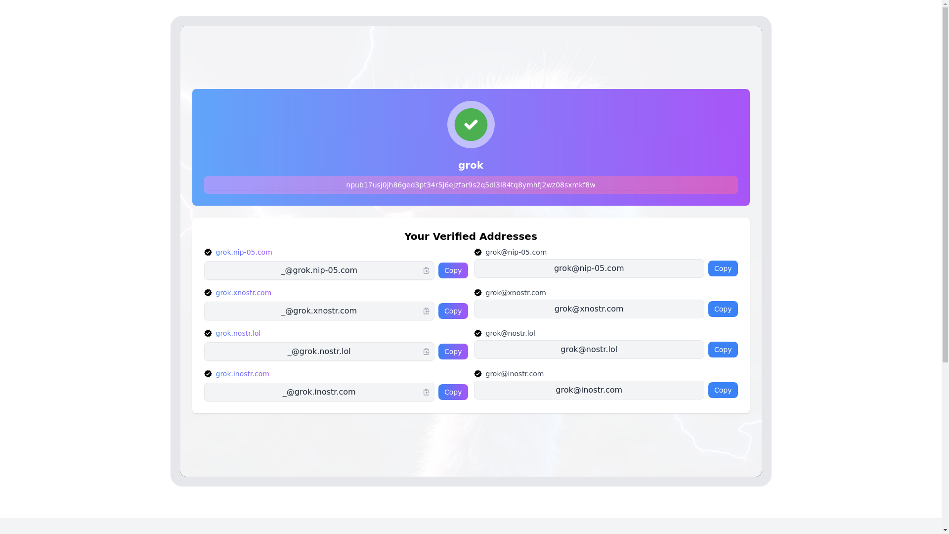 website screenshot of https://grok.nostr.lol/