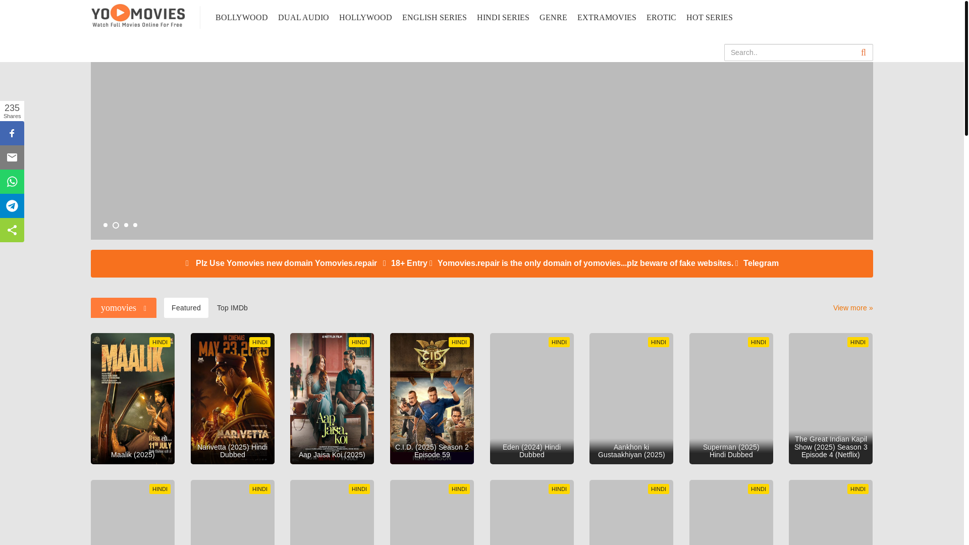 website screenshot of https://yomovies.repair/