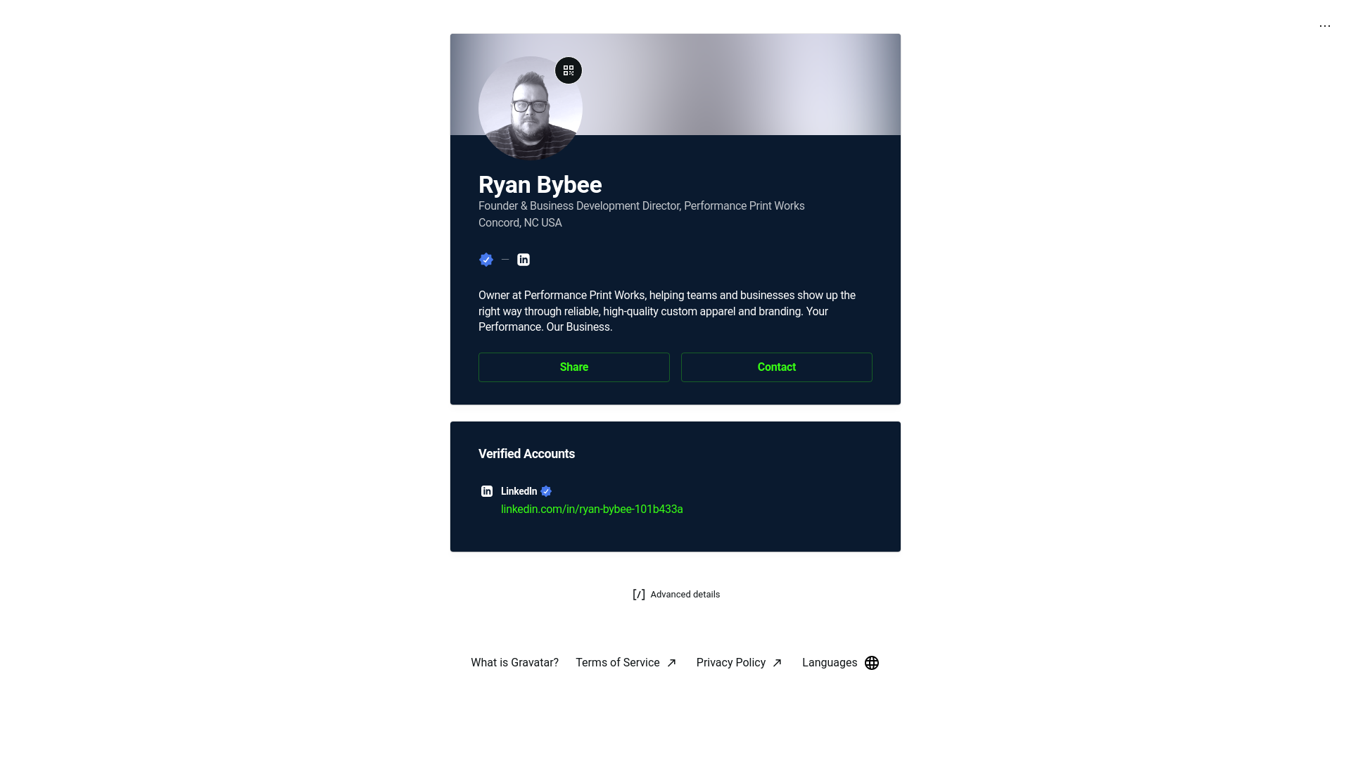 website screenshot of https://ryanbybee.link/