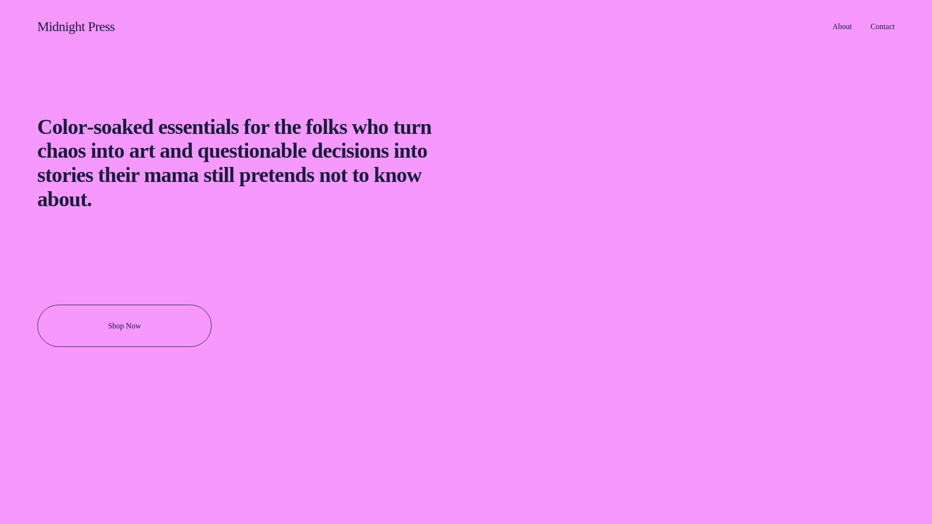 website screenshot of https://midnightpressllc.net