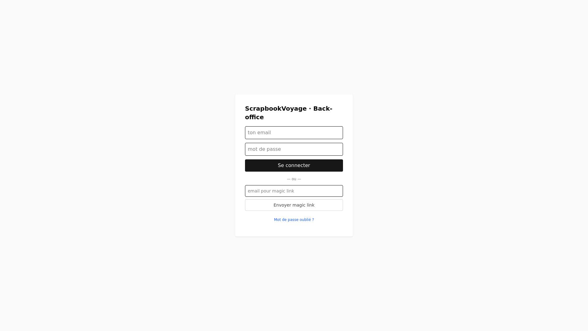 website screenshot of https://scrapbookvoyage-admin.pages.dev/