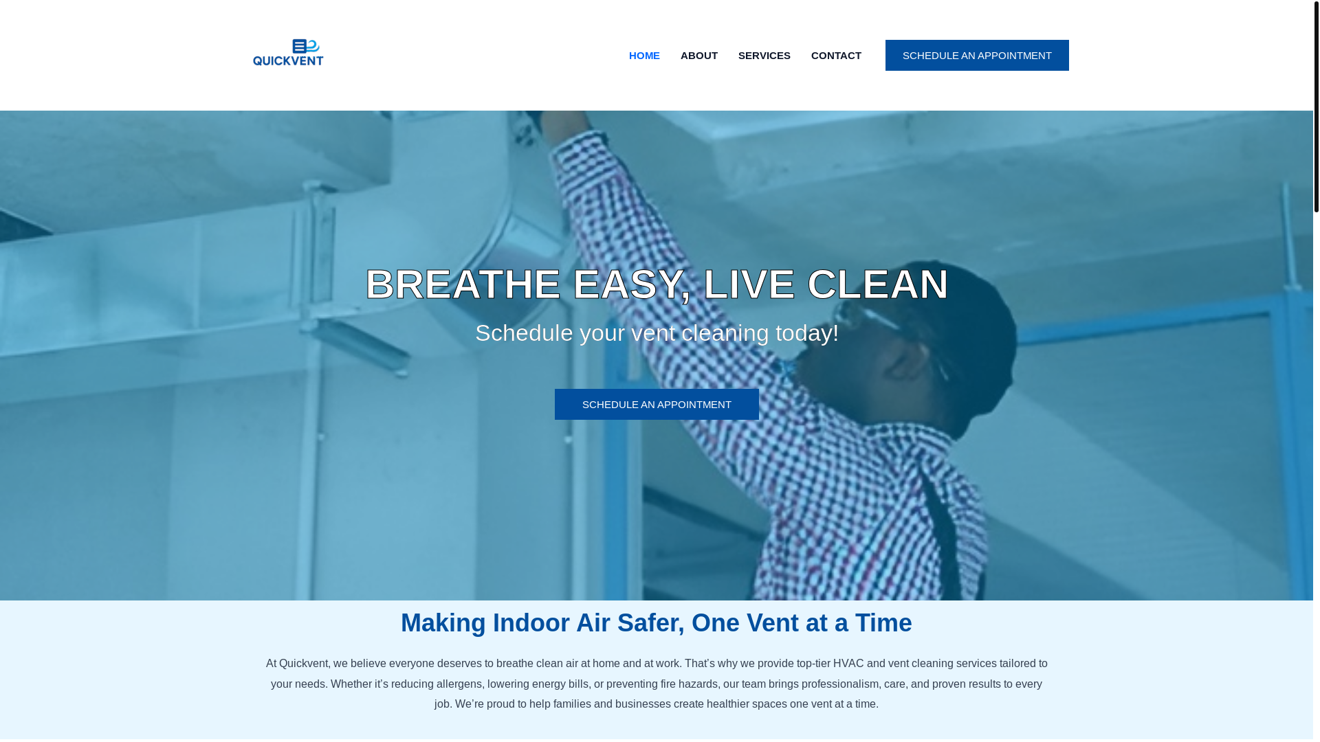 website screenshot of https://bookquickvent.com/