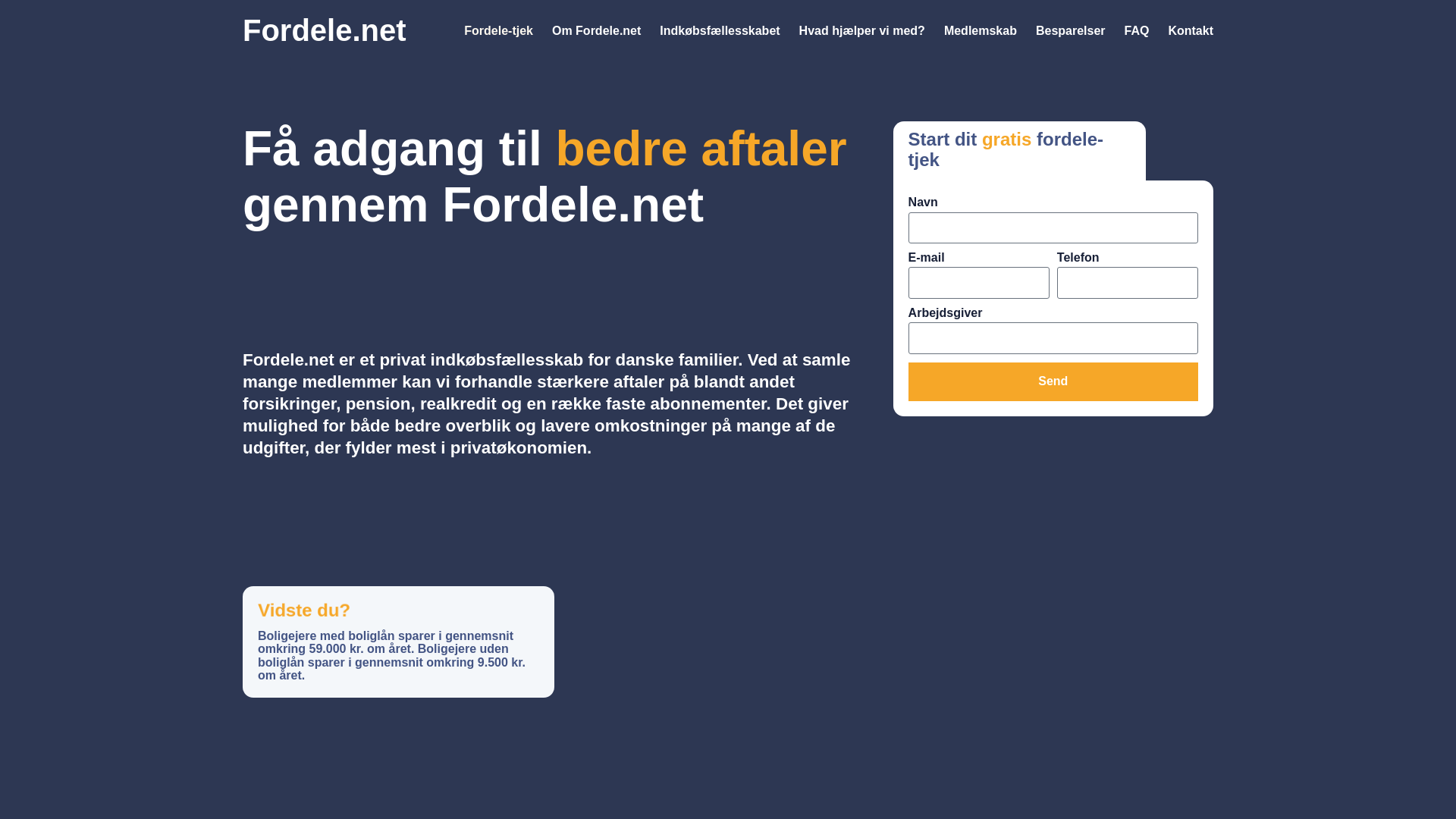 website screenshot of https://fordele.net/