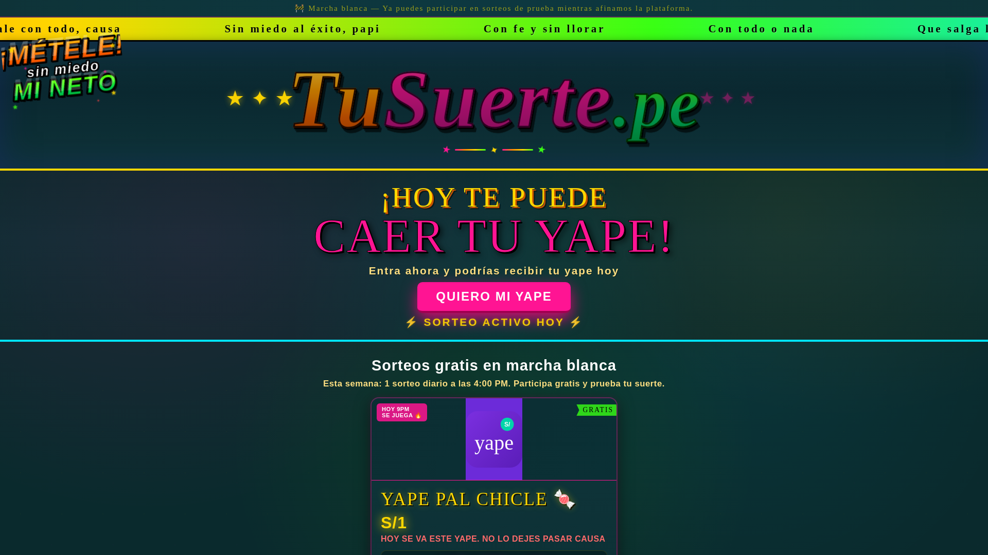website screenshot of https://tusuerte.pe