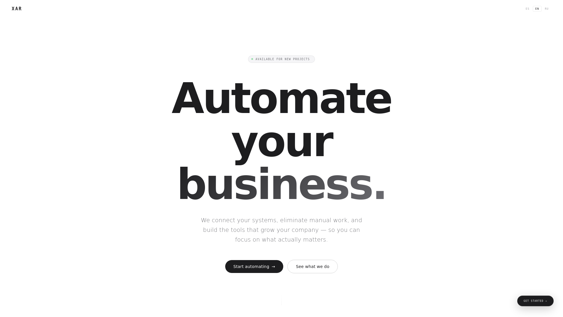 website screenshot of https://getxar.com