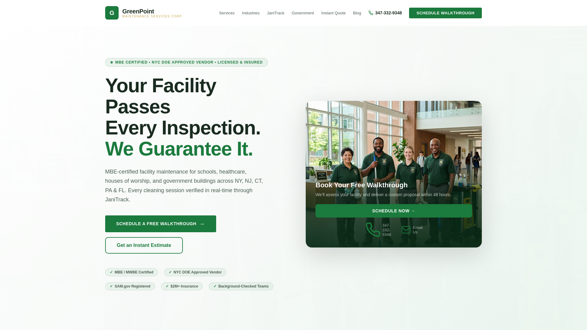 website screenshot of https://greenpointmaintenanceservicesai.com