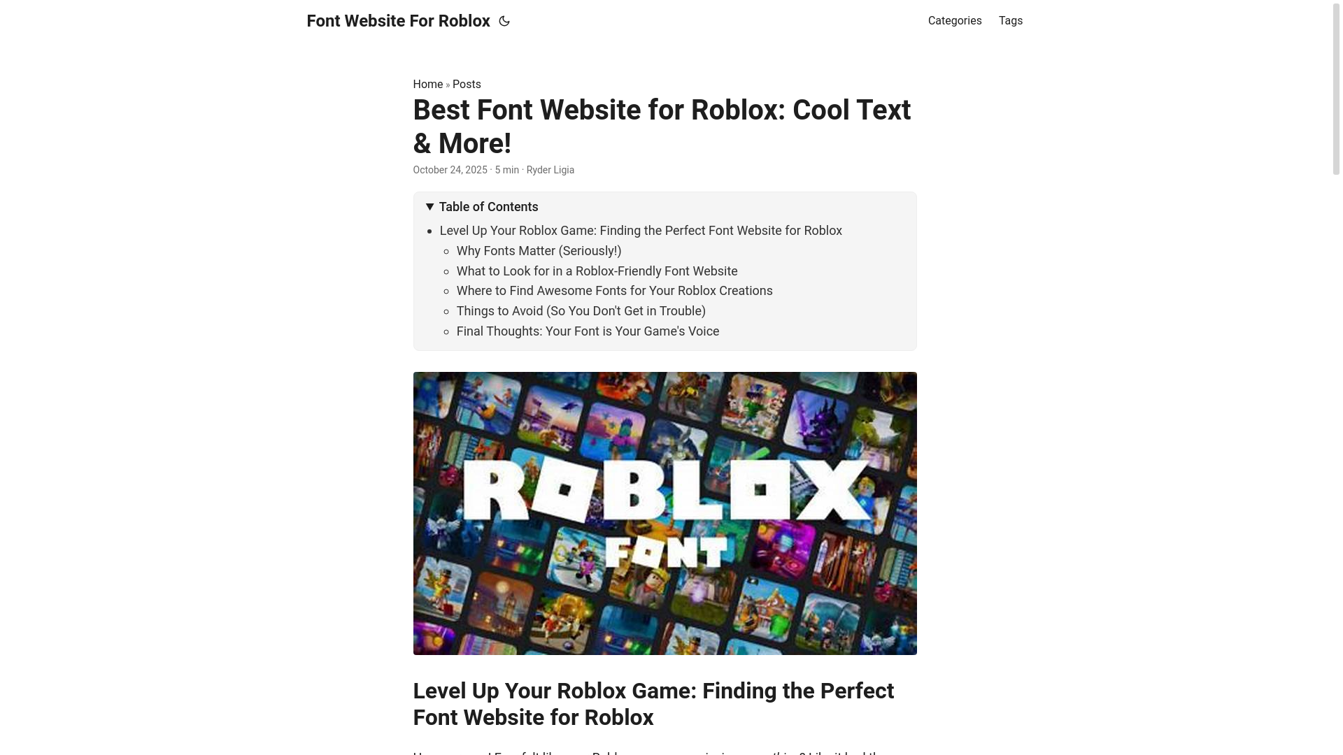 website screenshot of https://font-website-for-roblox.pages.dev/
