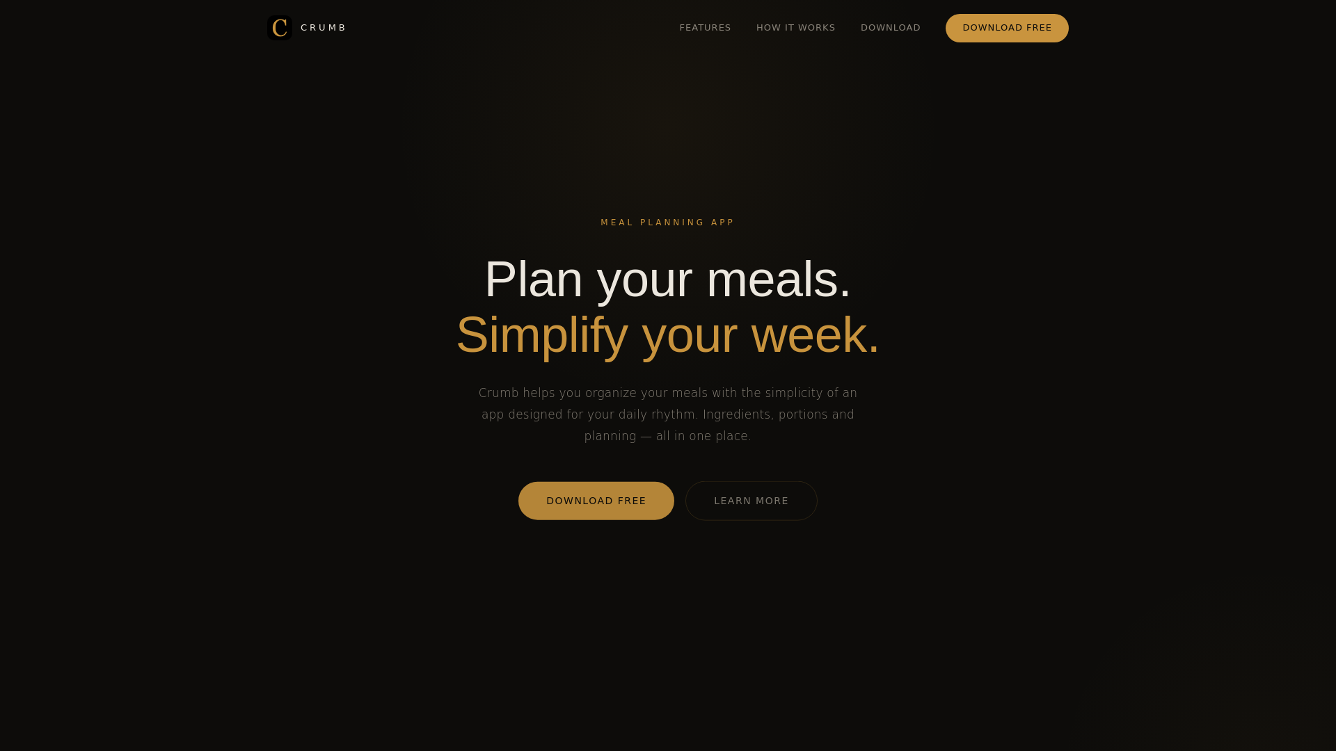 website screenshot of https://getcrumbapp.com