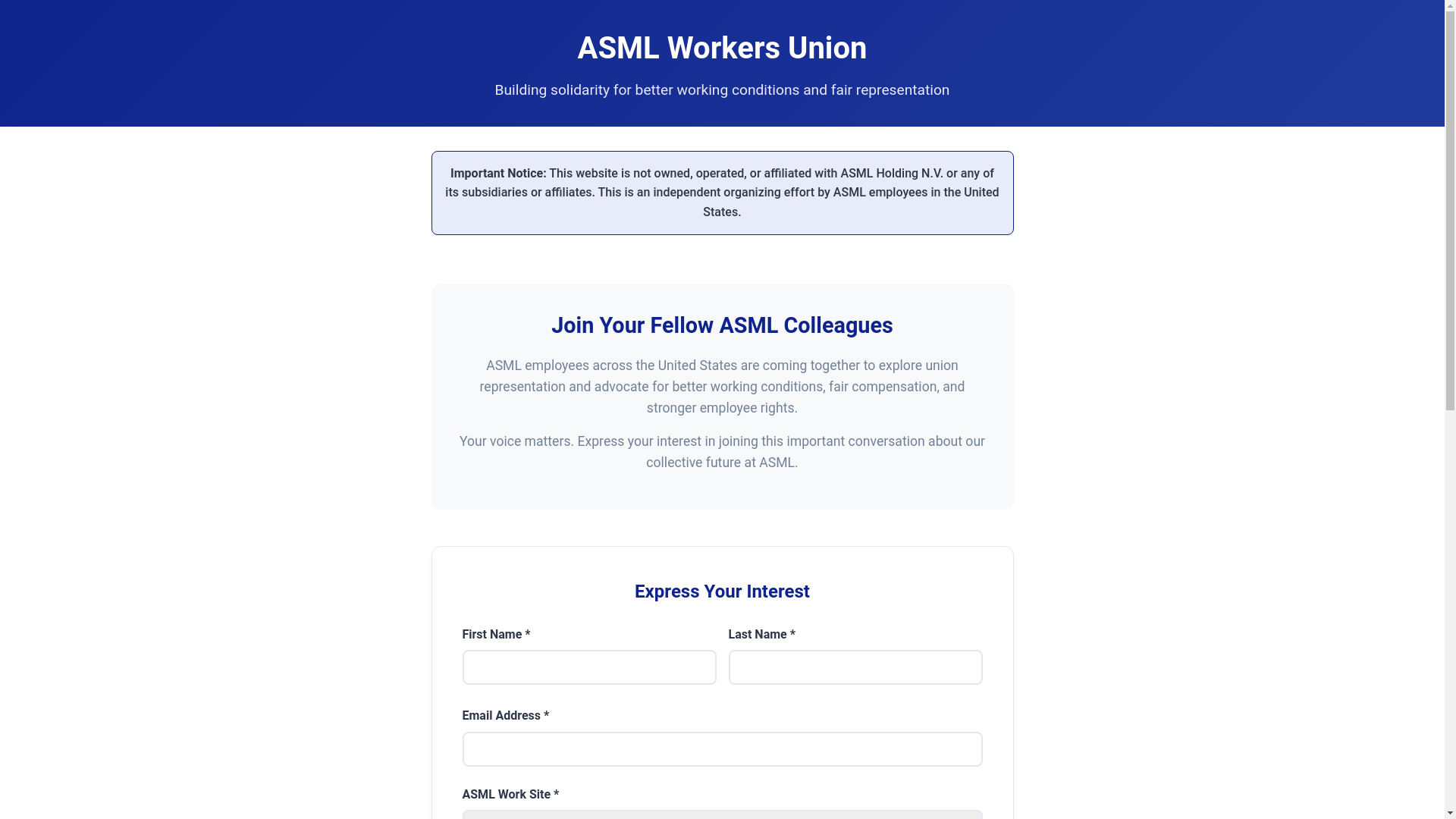 website screenshot of https://asml-union-site.pages.dev/