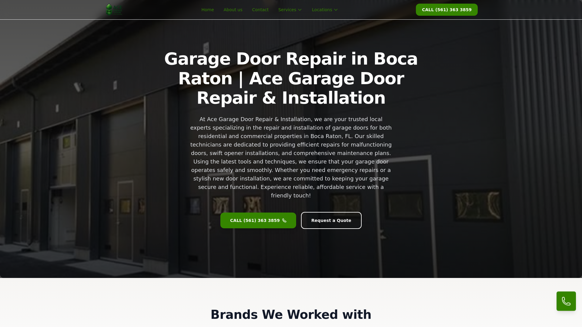 website screenshot of https://bocaratongaragedoorrepair.pro/