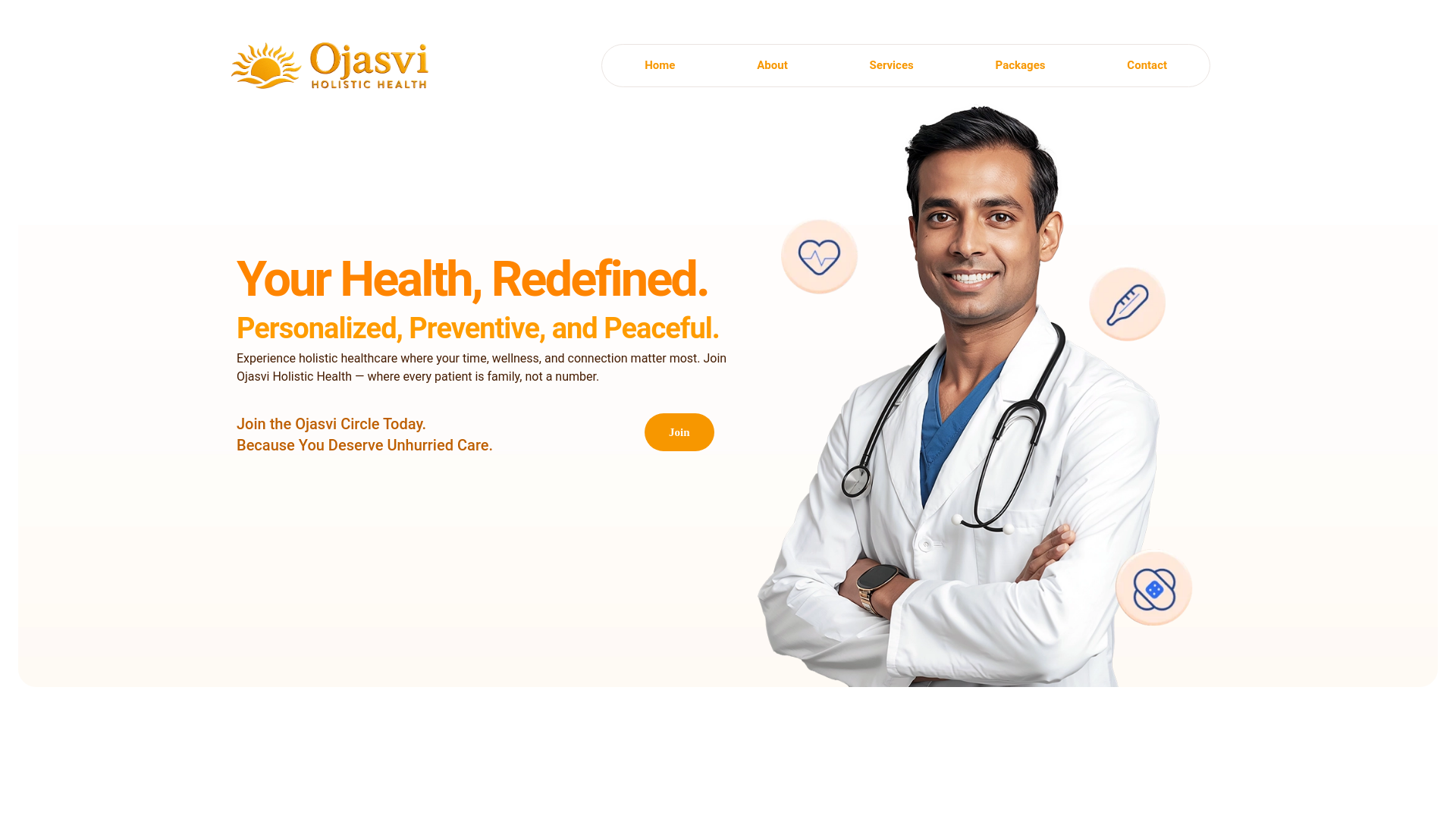 website screenshot of https://ojasvihealth.in/