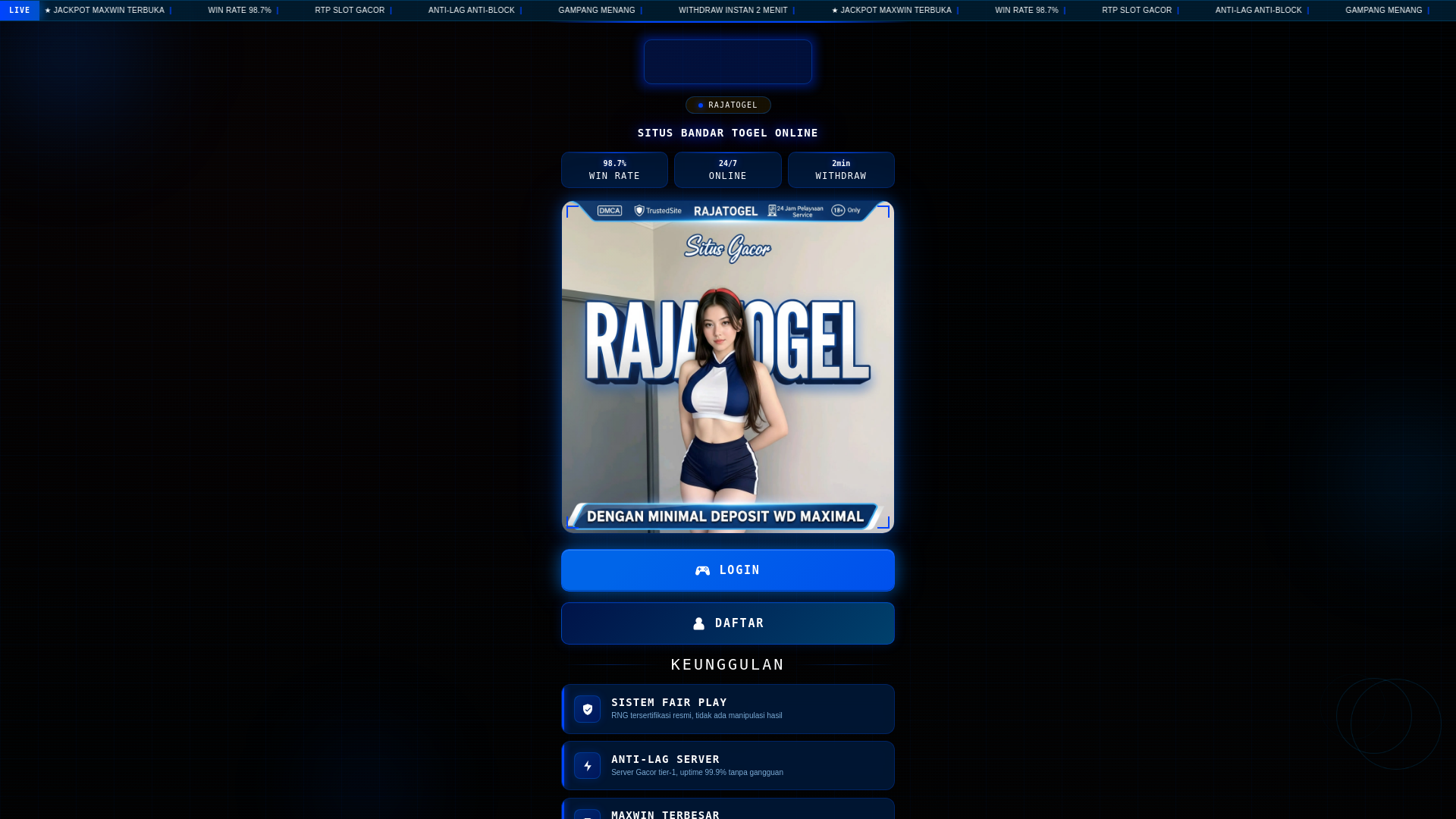 website screenshot of https://seo-login-rajatogel.pages.dev/