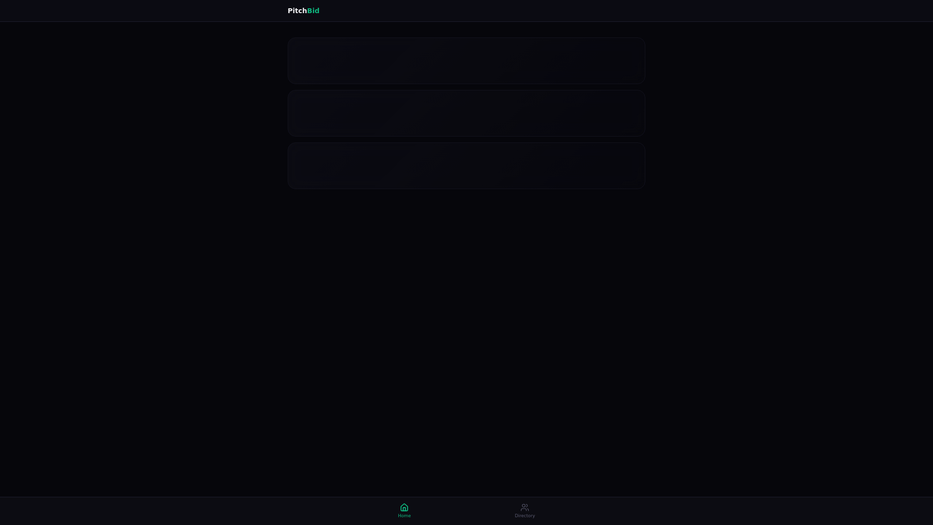 website screenshot of https://pitchbid-live.pages.dev/