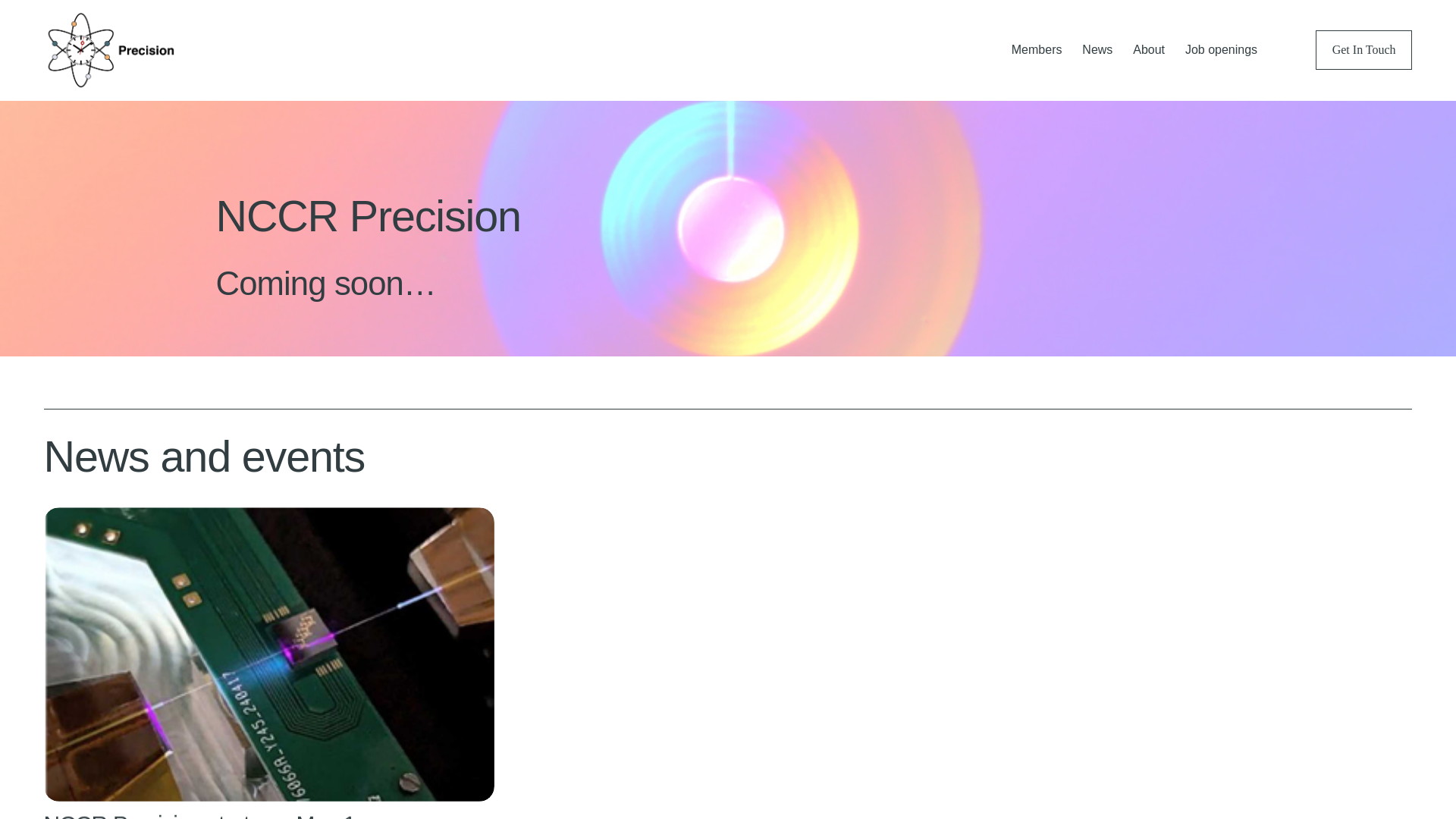 website screenshot of https://nccr-precision.ch/