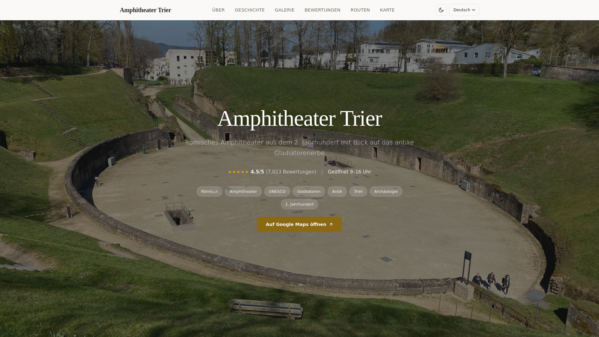 website screenshot of https://trieramphitheater.com