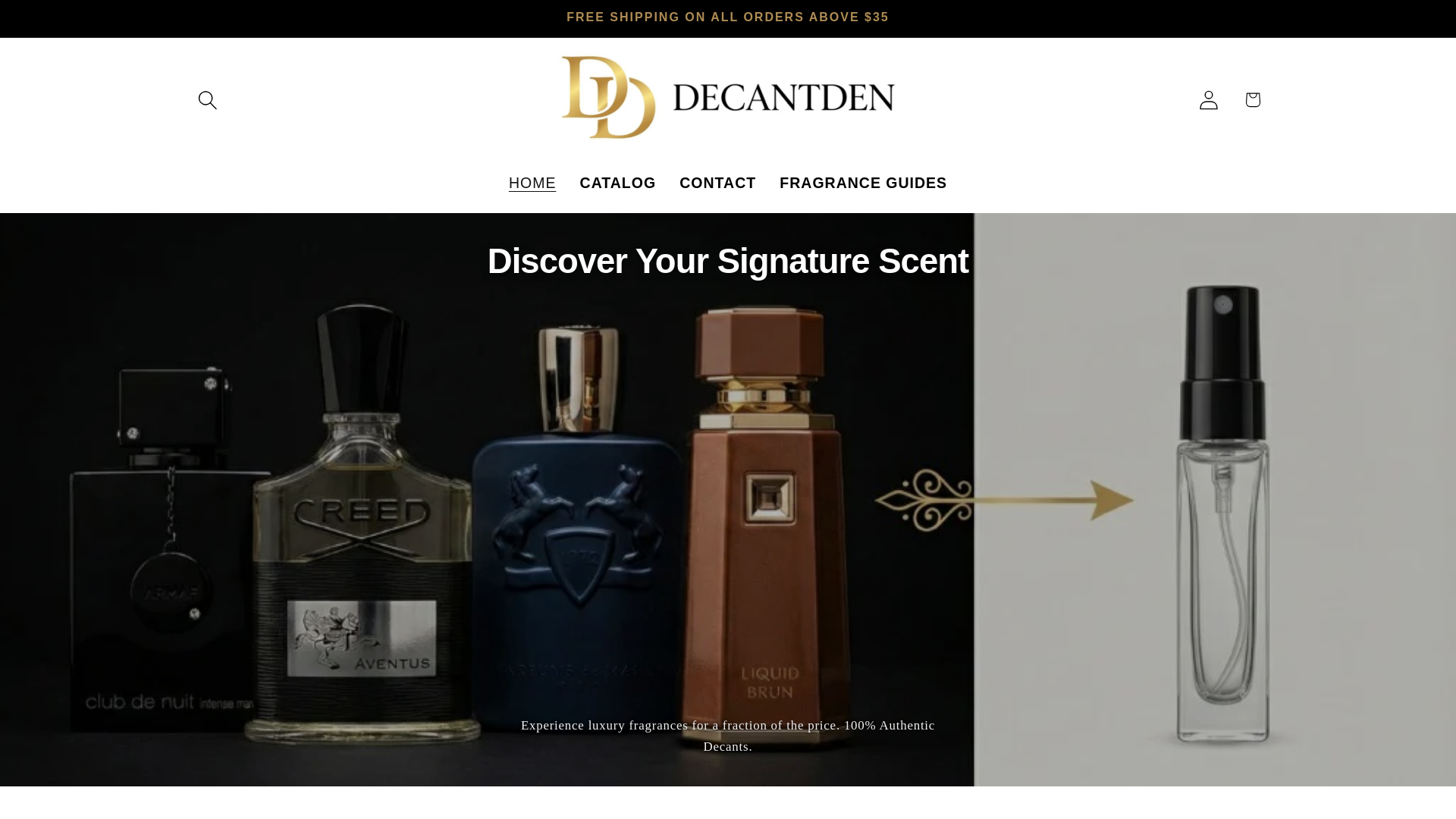 website screenshot of https://decantden.com/