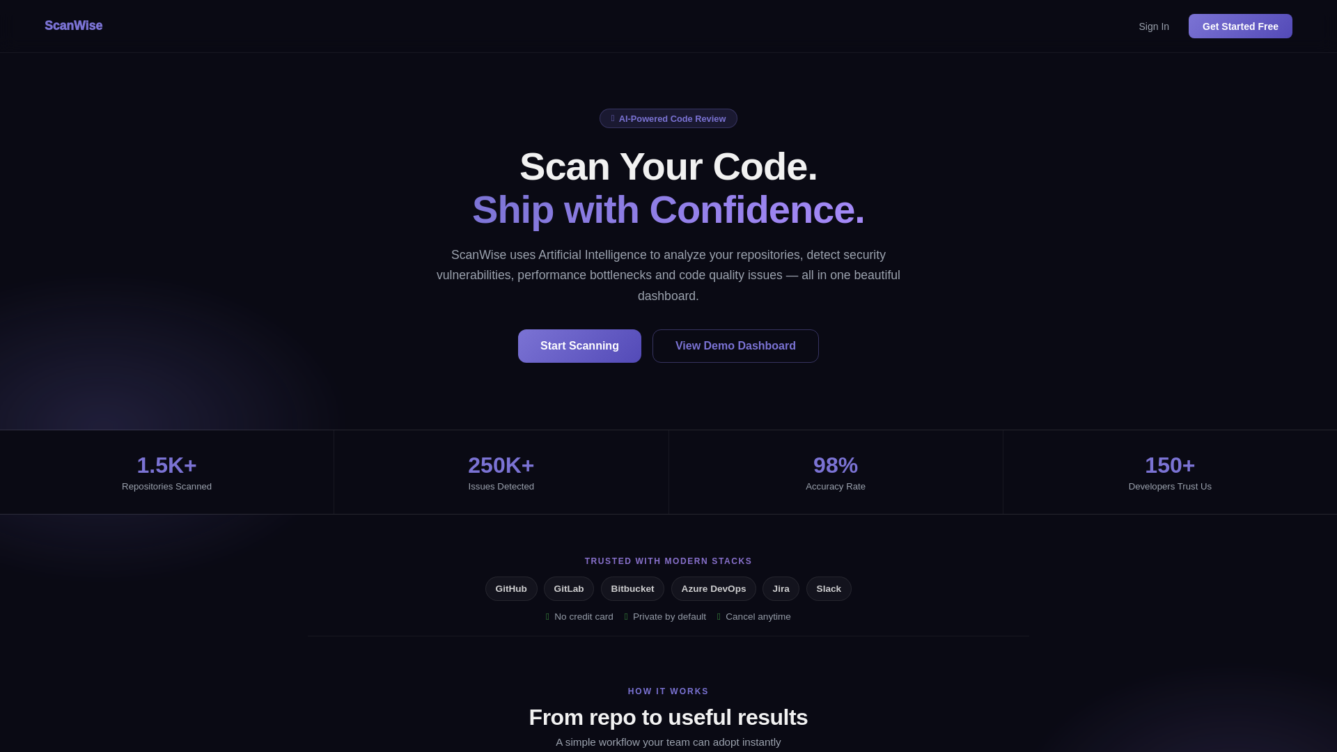 website screenshot of https://scanwise-ui.pages.dev/