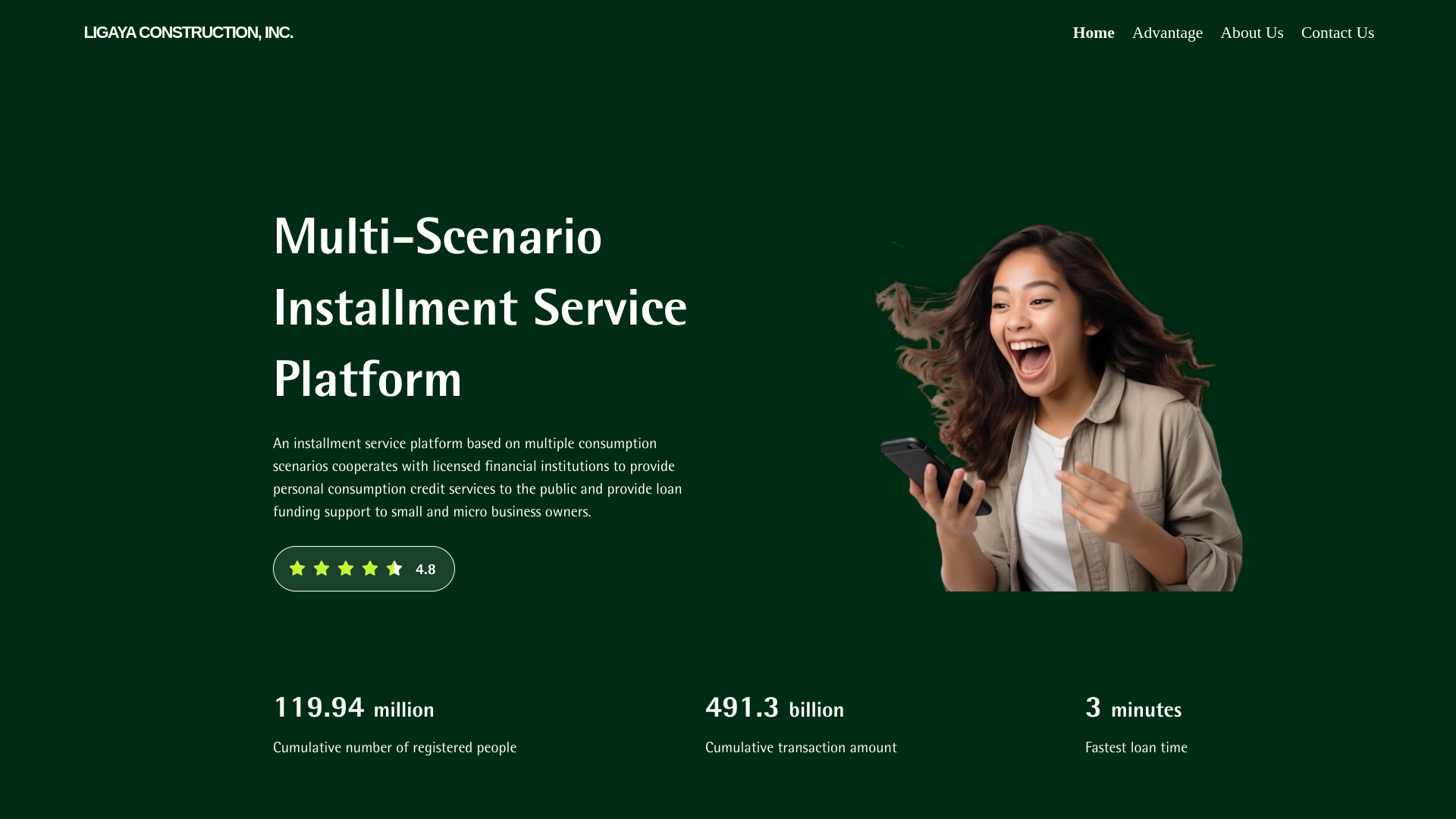website screenshot of https://ligaya-construction.com/