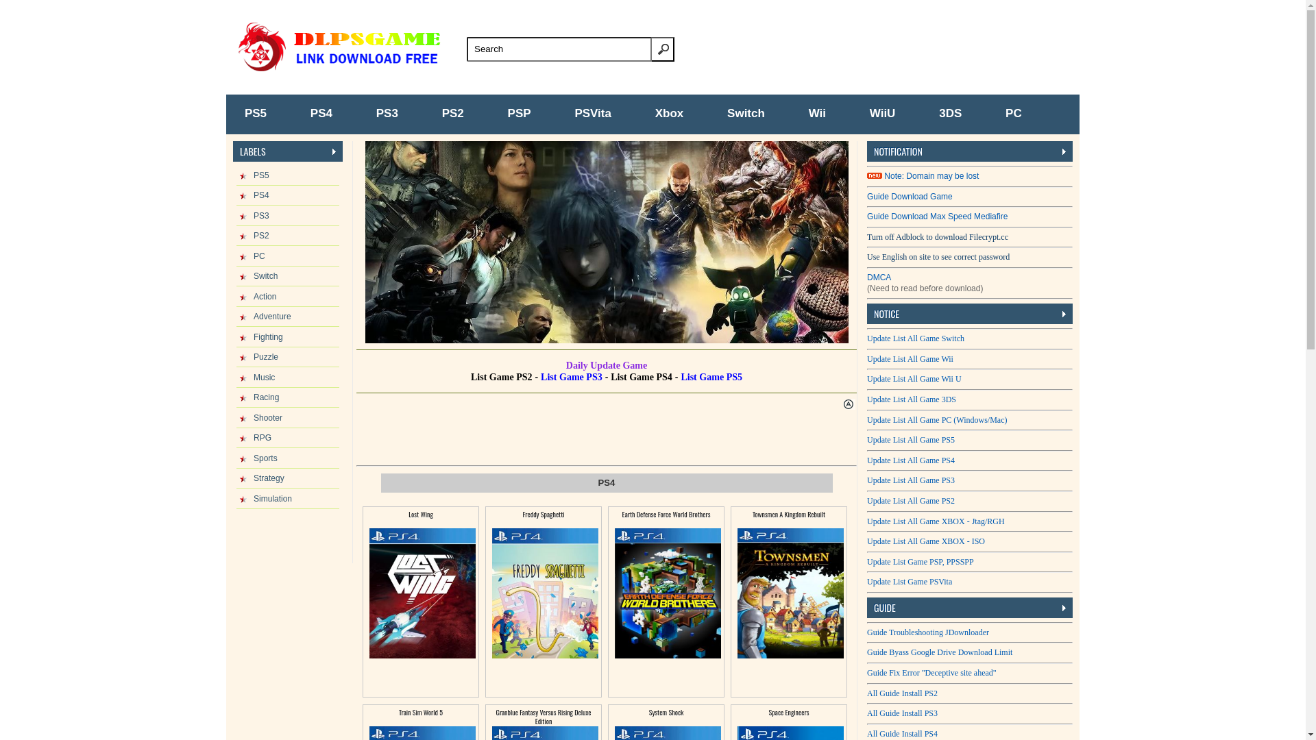 website screenshot of https://dlpsgame.com/category/ps4/