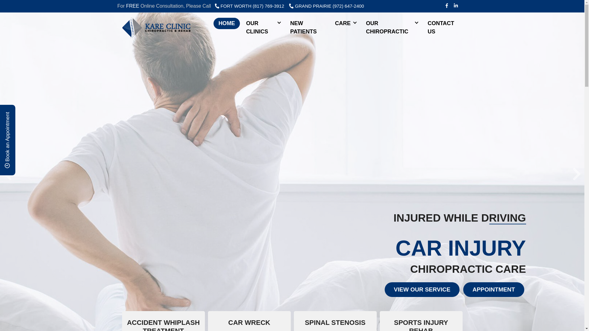 website screenshot of https://kareclinicchiropractic.com/
