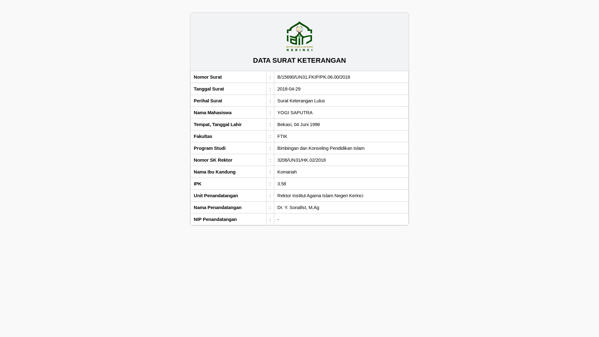 website screenshot of https://iainkerinci.pages.dev/