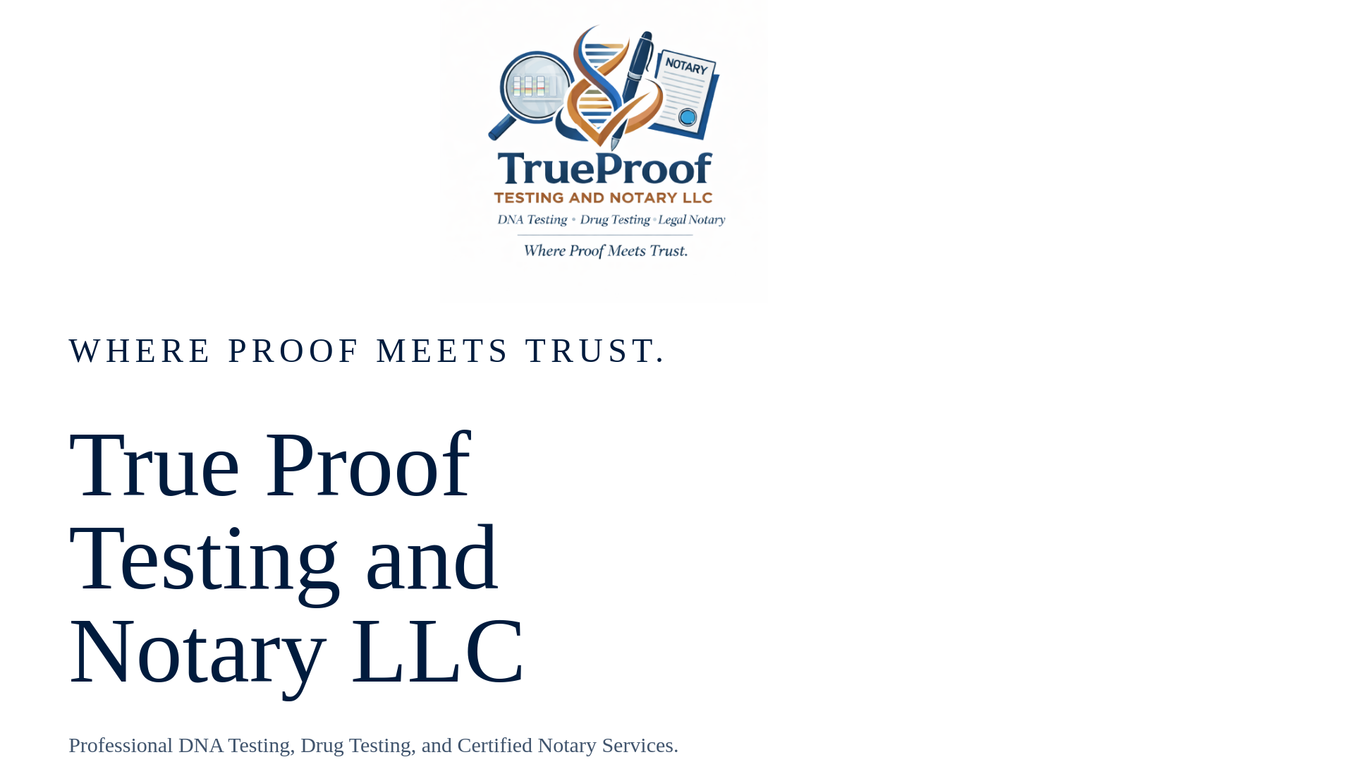 website screenshot of https://trueprooftesting.com/